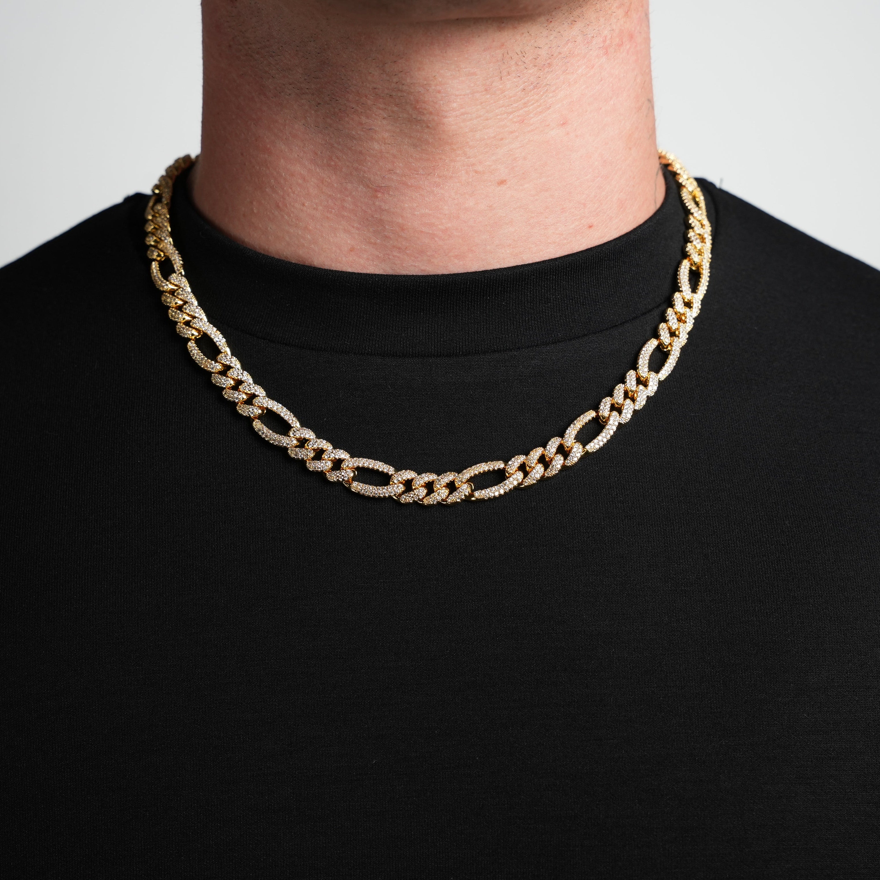 Iced Figaro Chain (Gold) 10mm