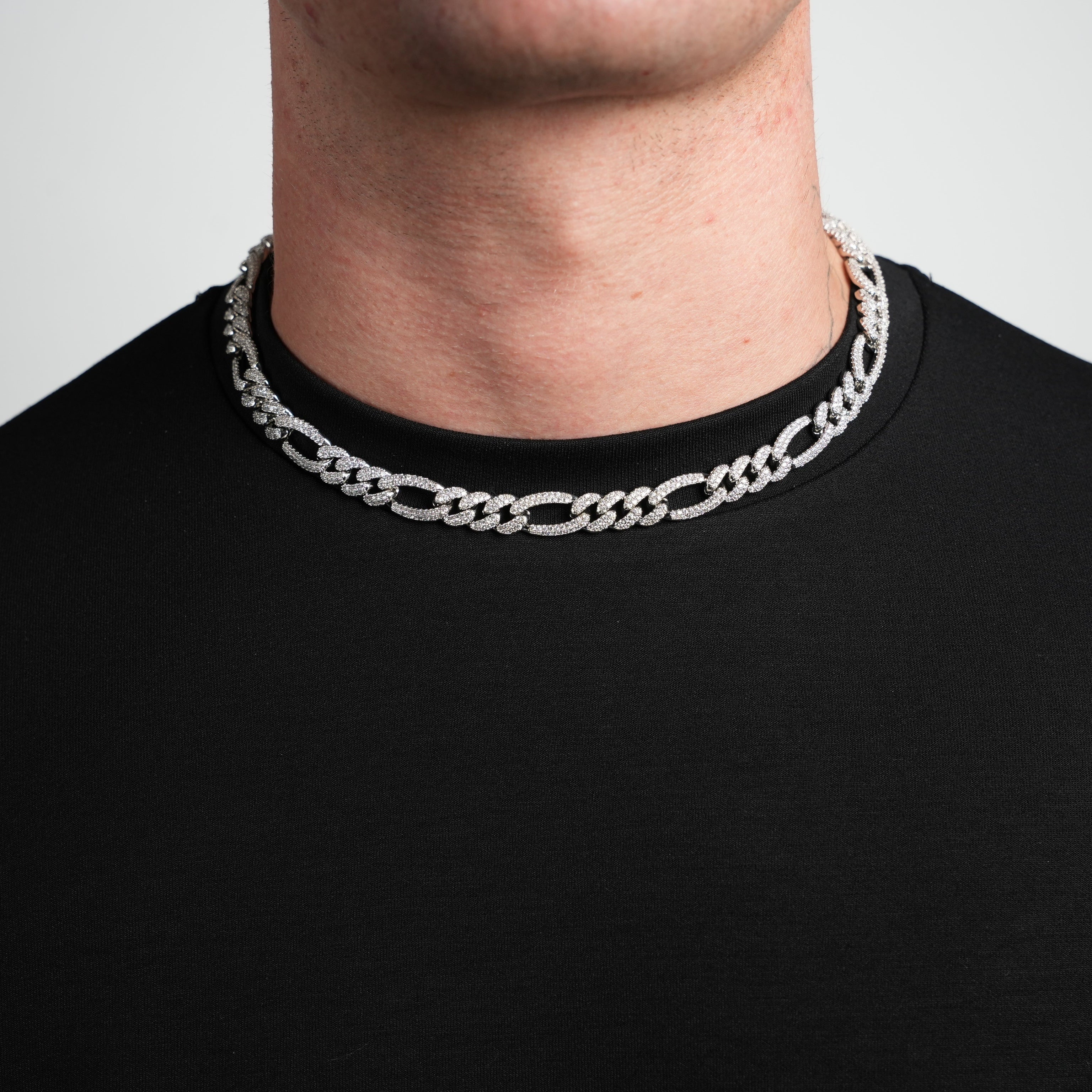 Iced Figaro Chain (Silver) 10mm