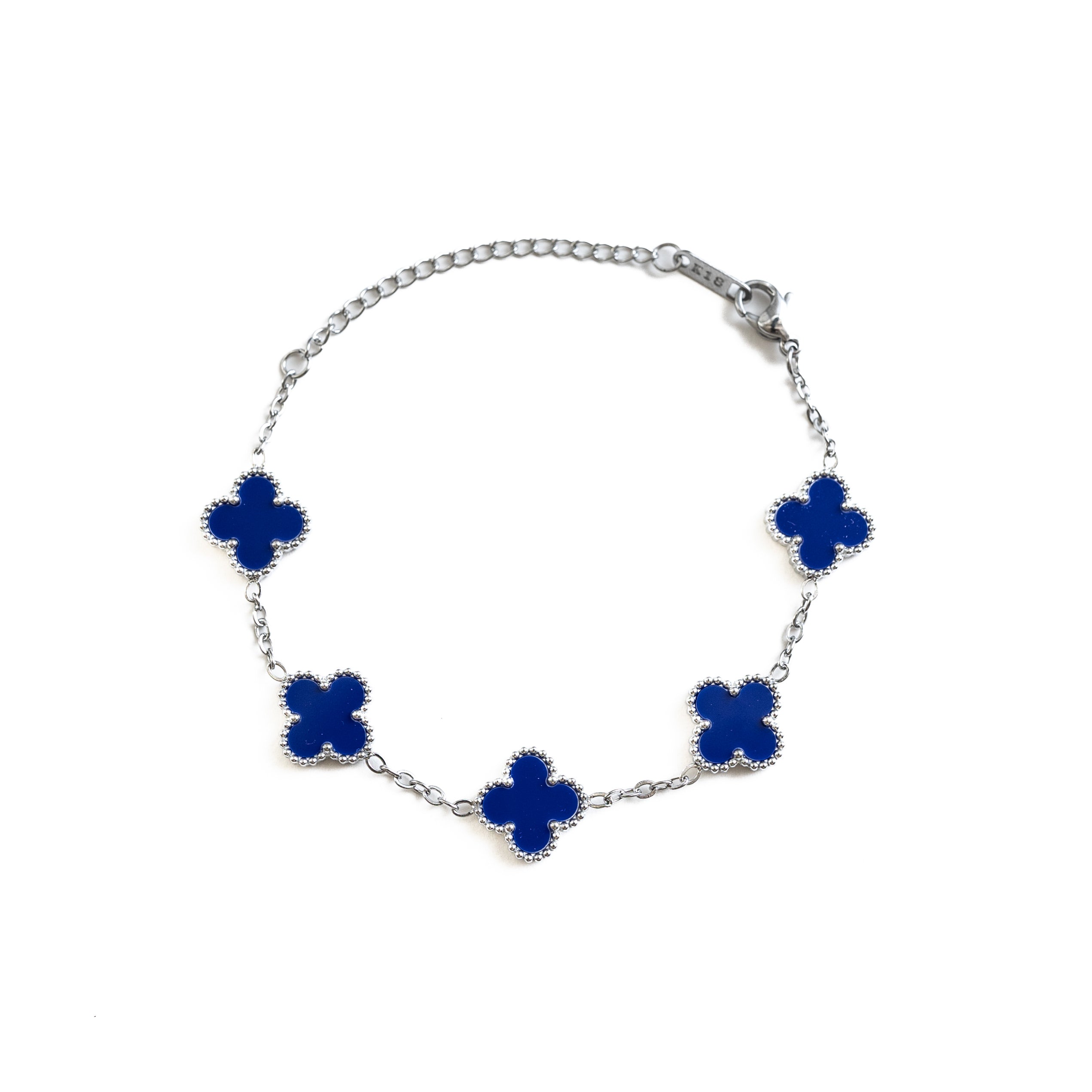 Silver Clover Bracelet (Navy)