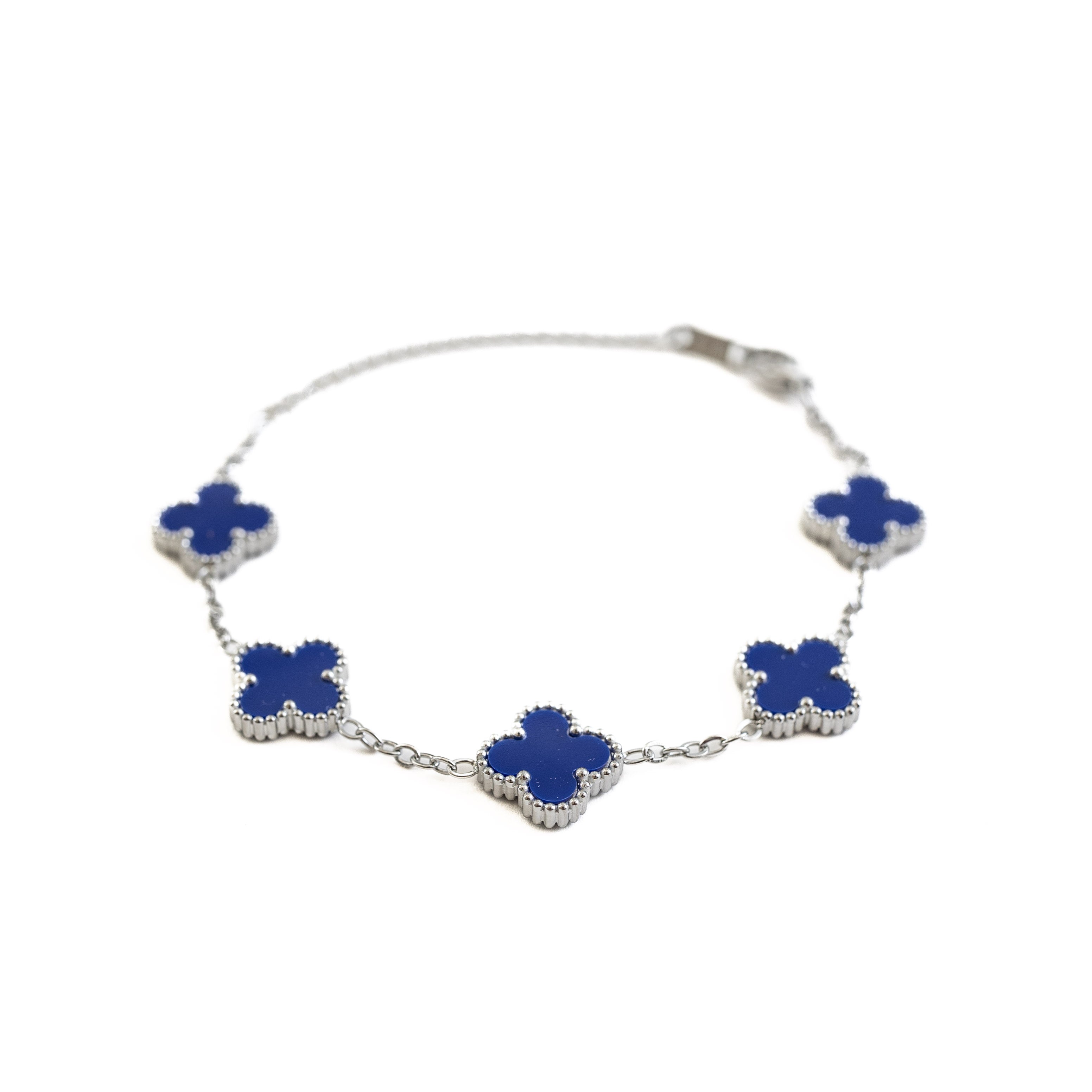 Silver Clover Bracelet (Navy)