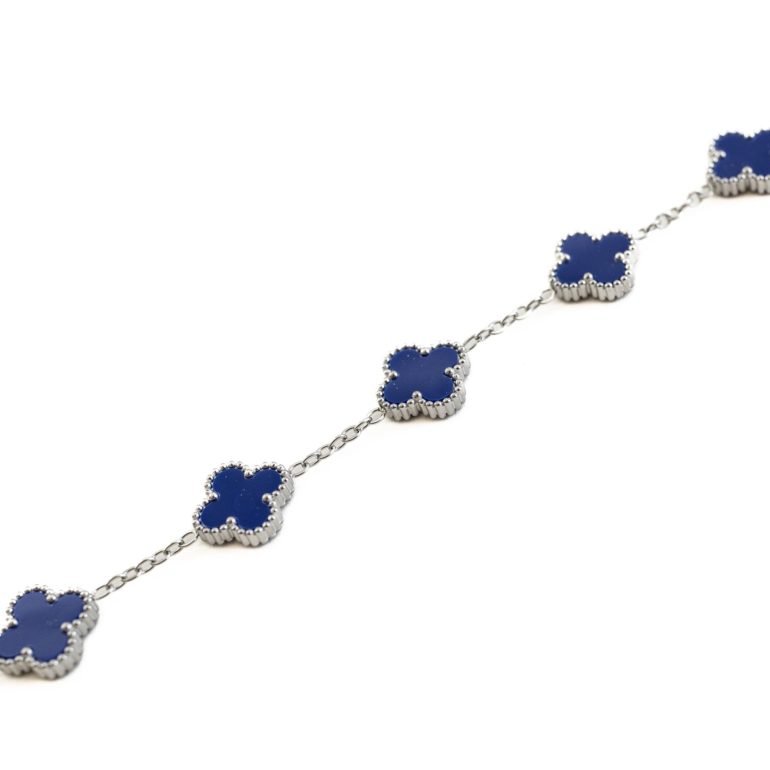 Silver Clover Bracelet (Navy)