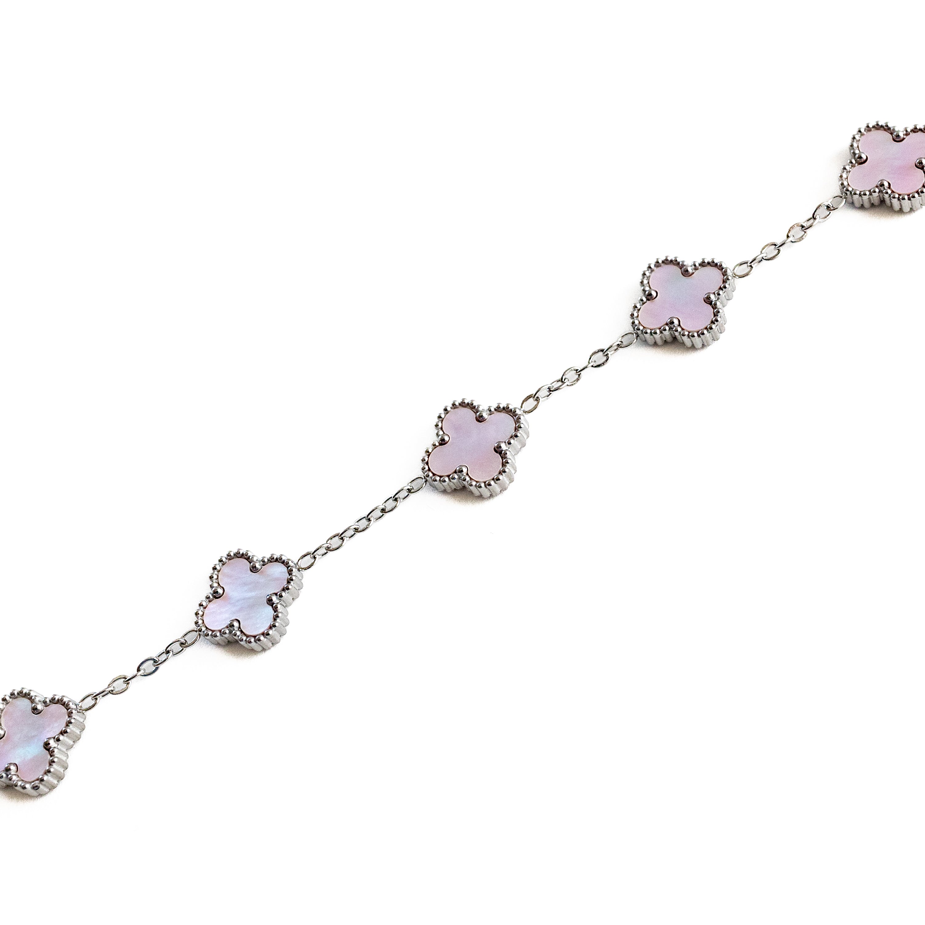 Silver Shine Clover Bracelet (Pink)