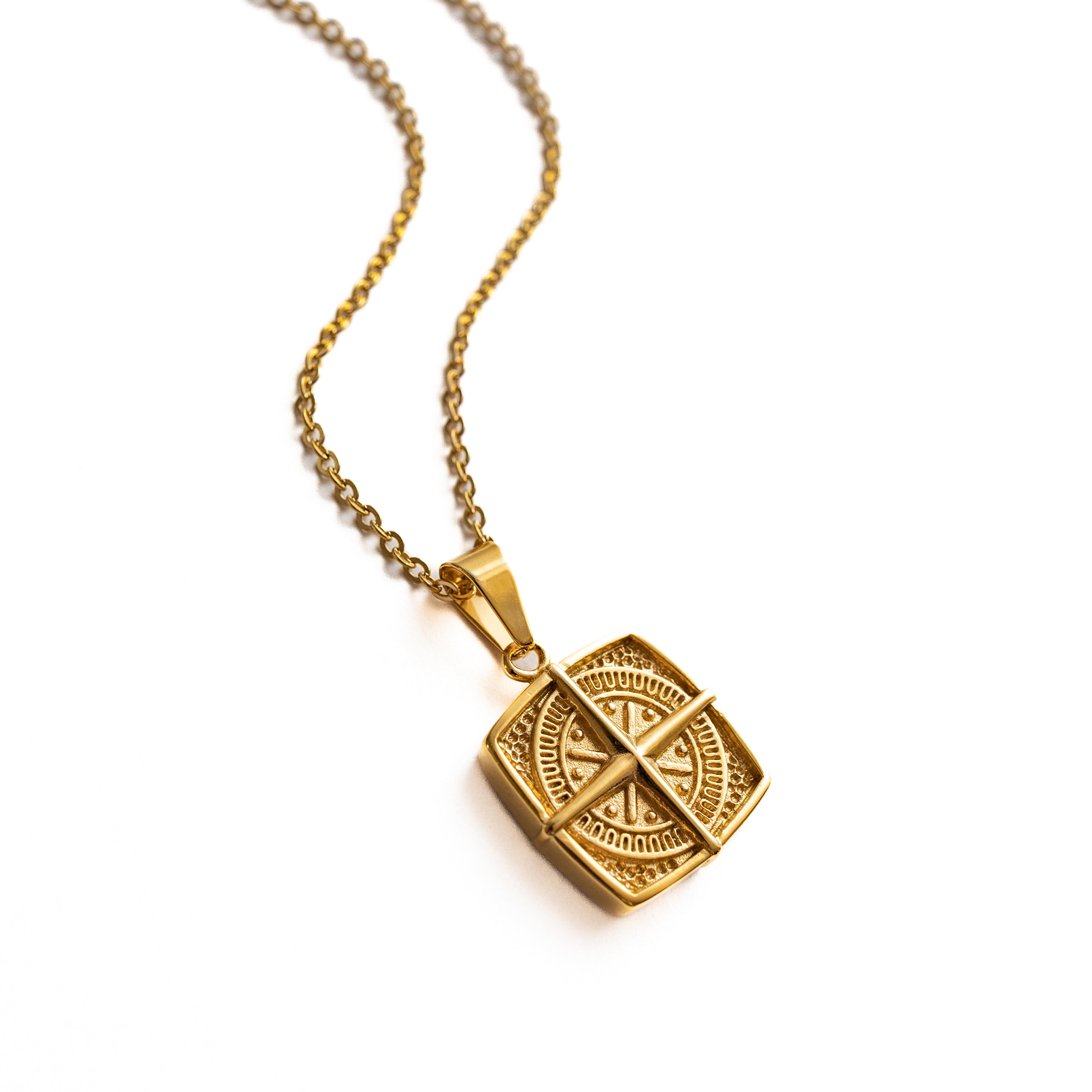 Squared Compass Pendant (Gold)