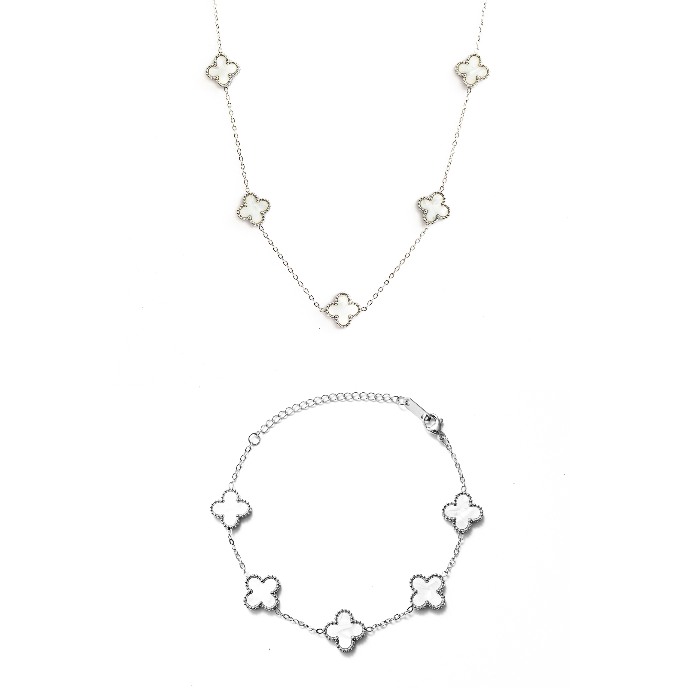 Clover Set (Silver/White)