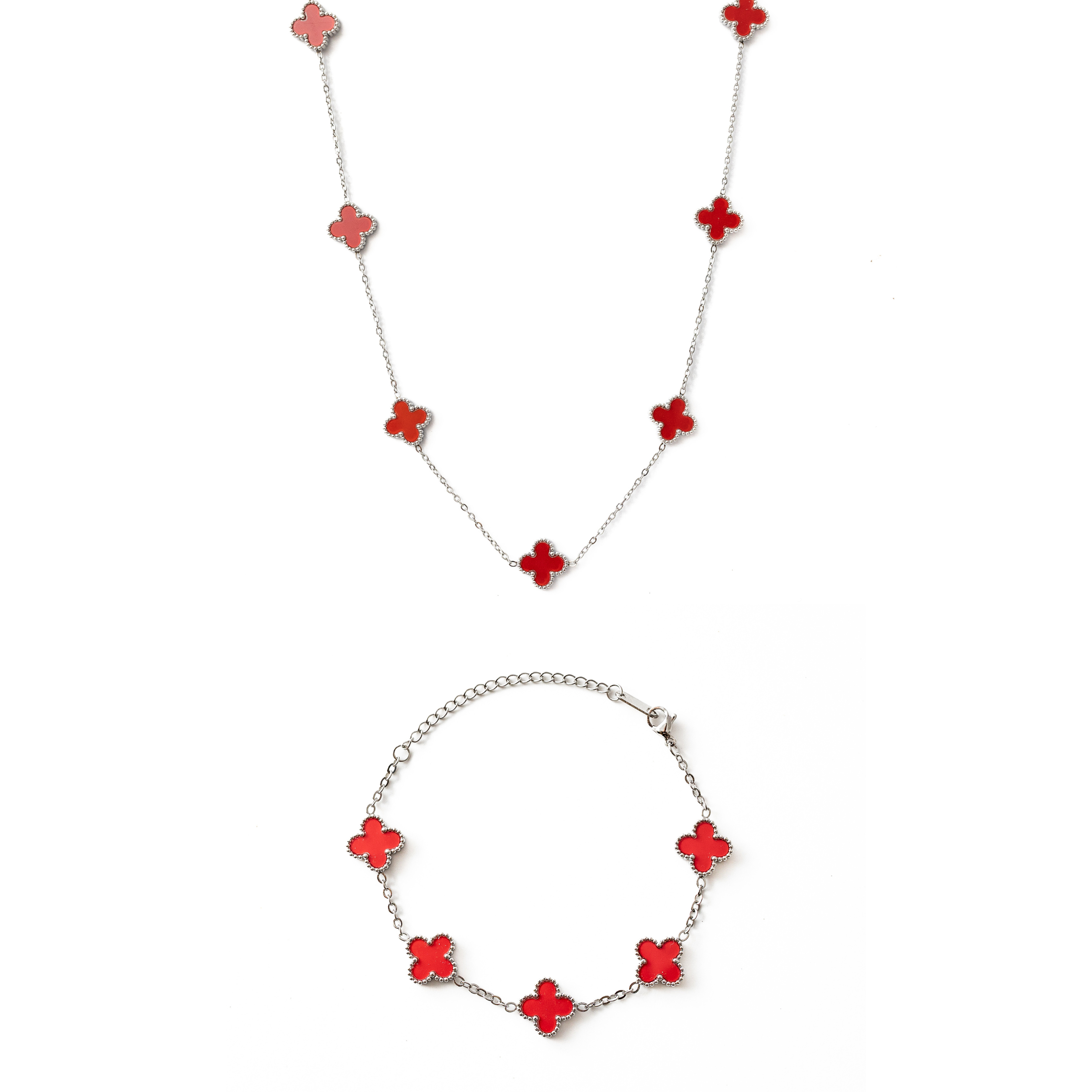 Clover Set (Silver/Red)