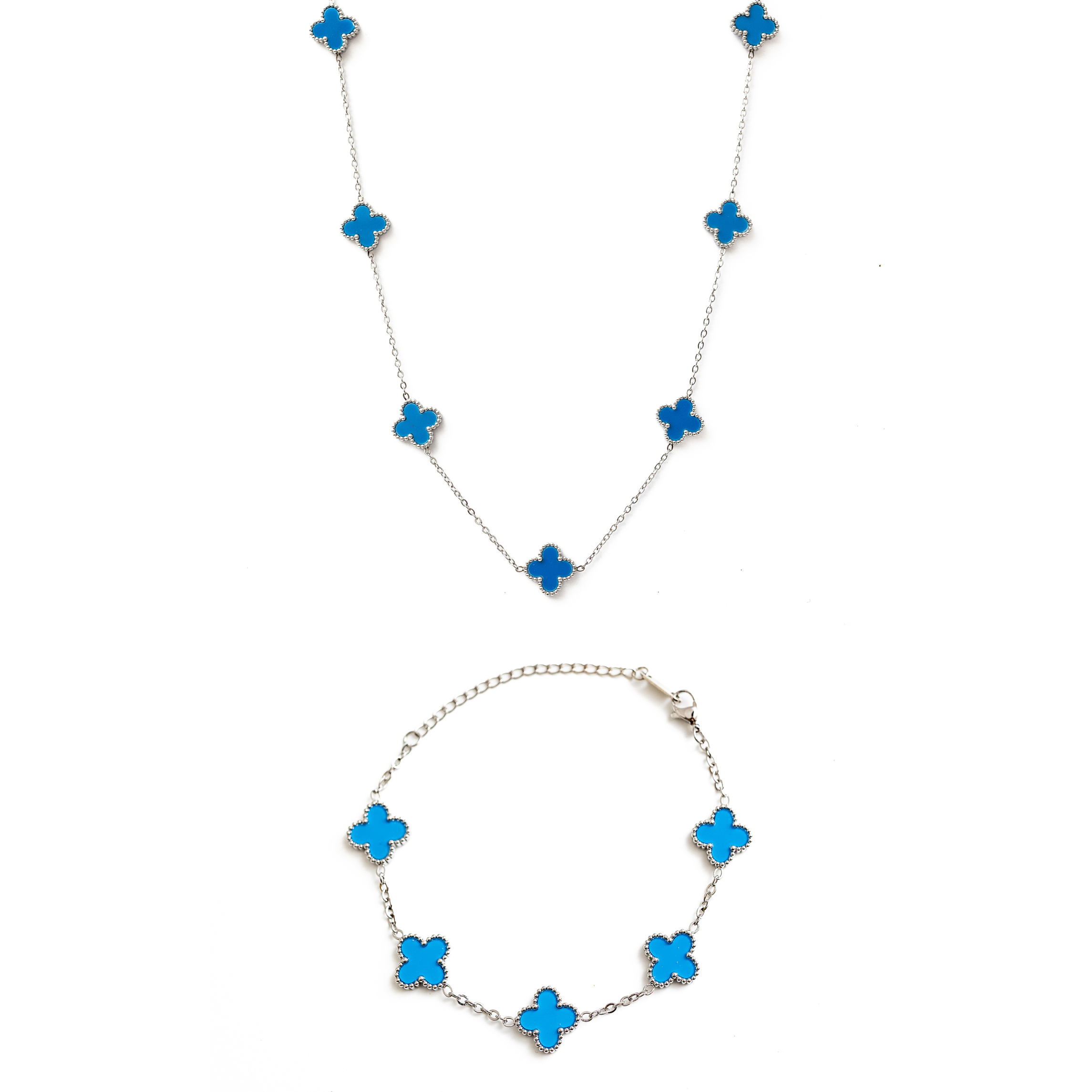 Clover Set (Silver/Blue)
