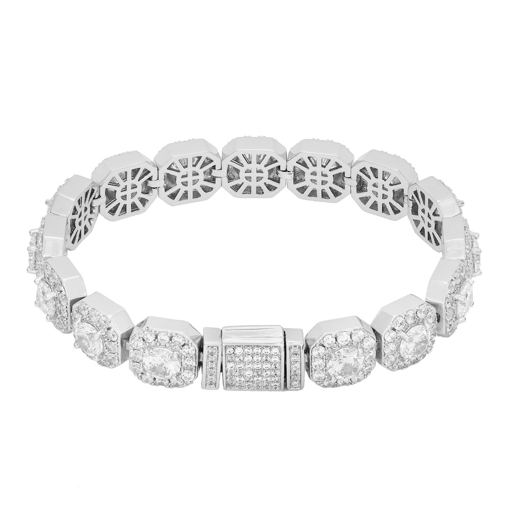 Clustered Tennis Bracelet (Silver) 10mm