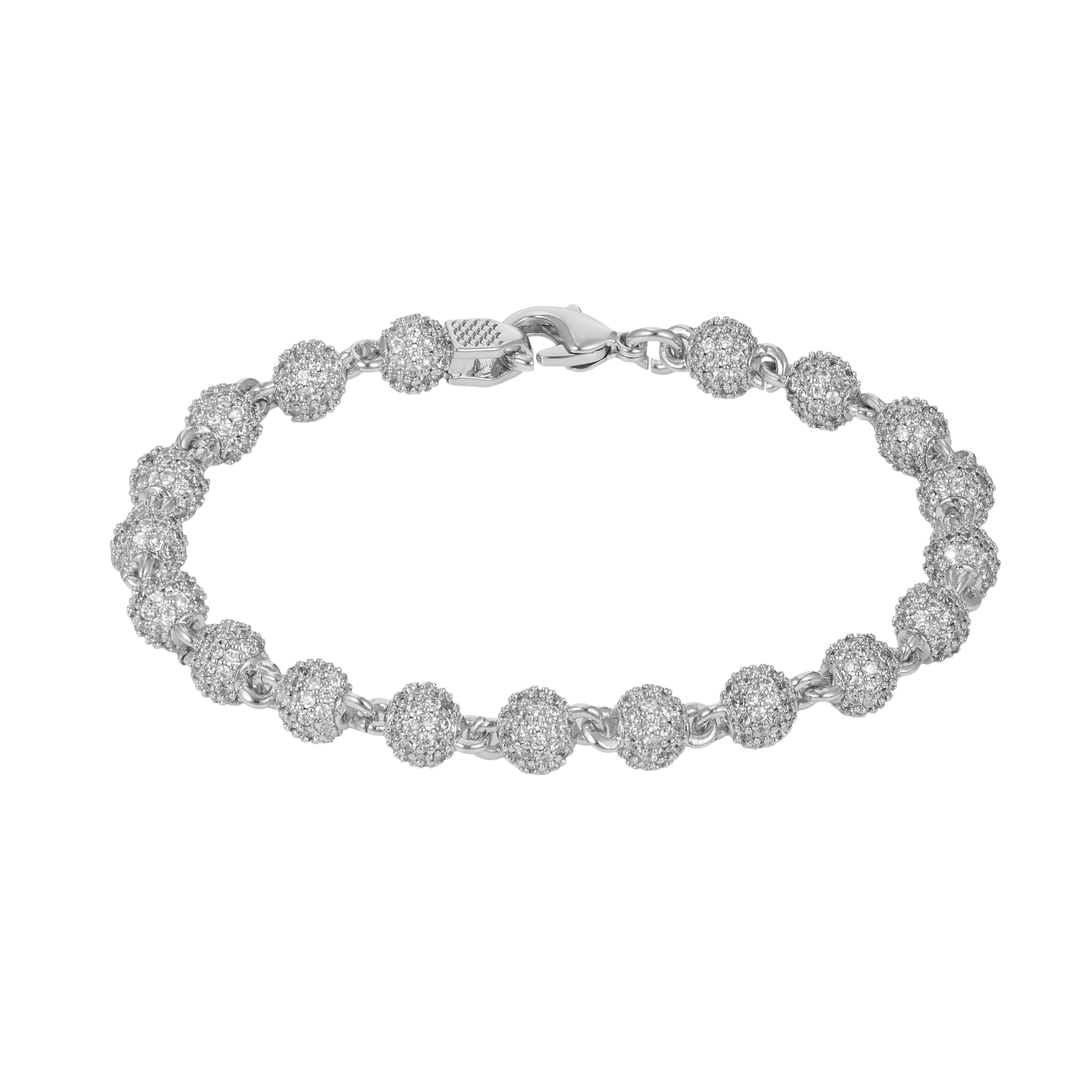 Iced Ball Bracelet (Silver) 6mm