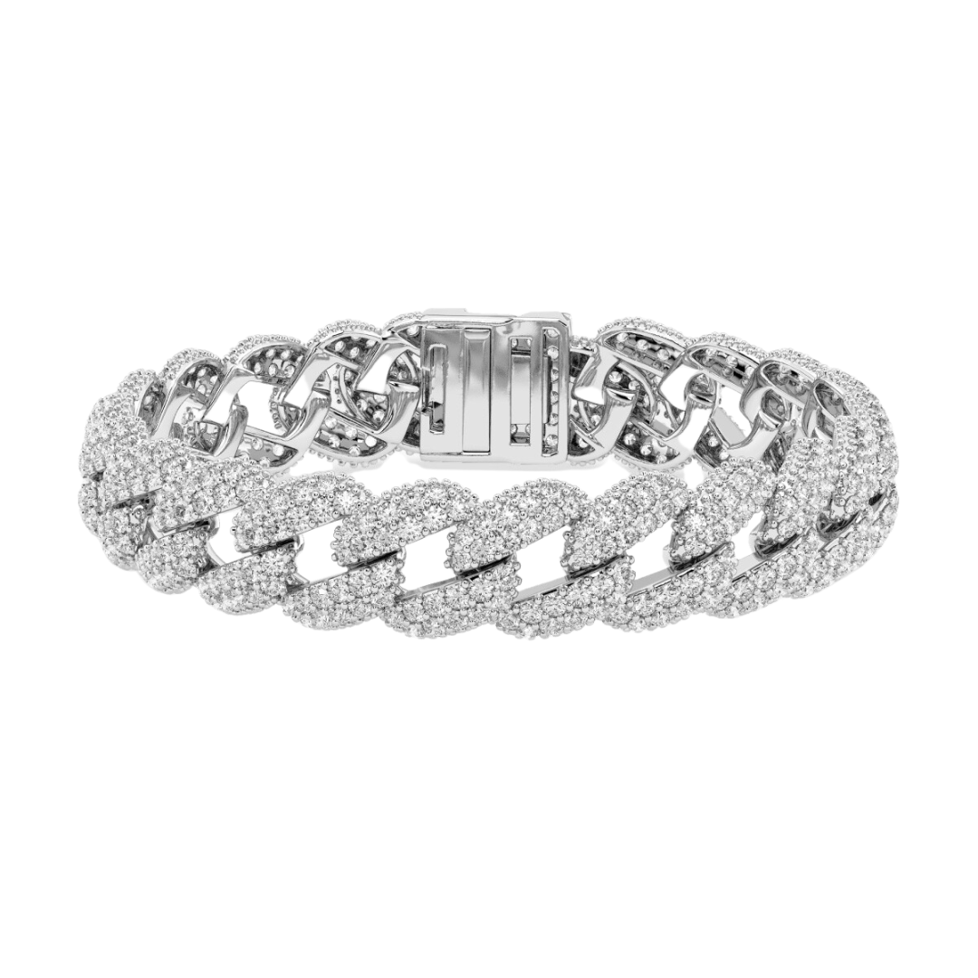 Iced Cuban Prong Bracelet (Silver) 10mm