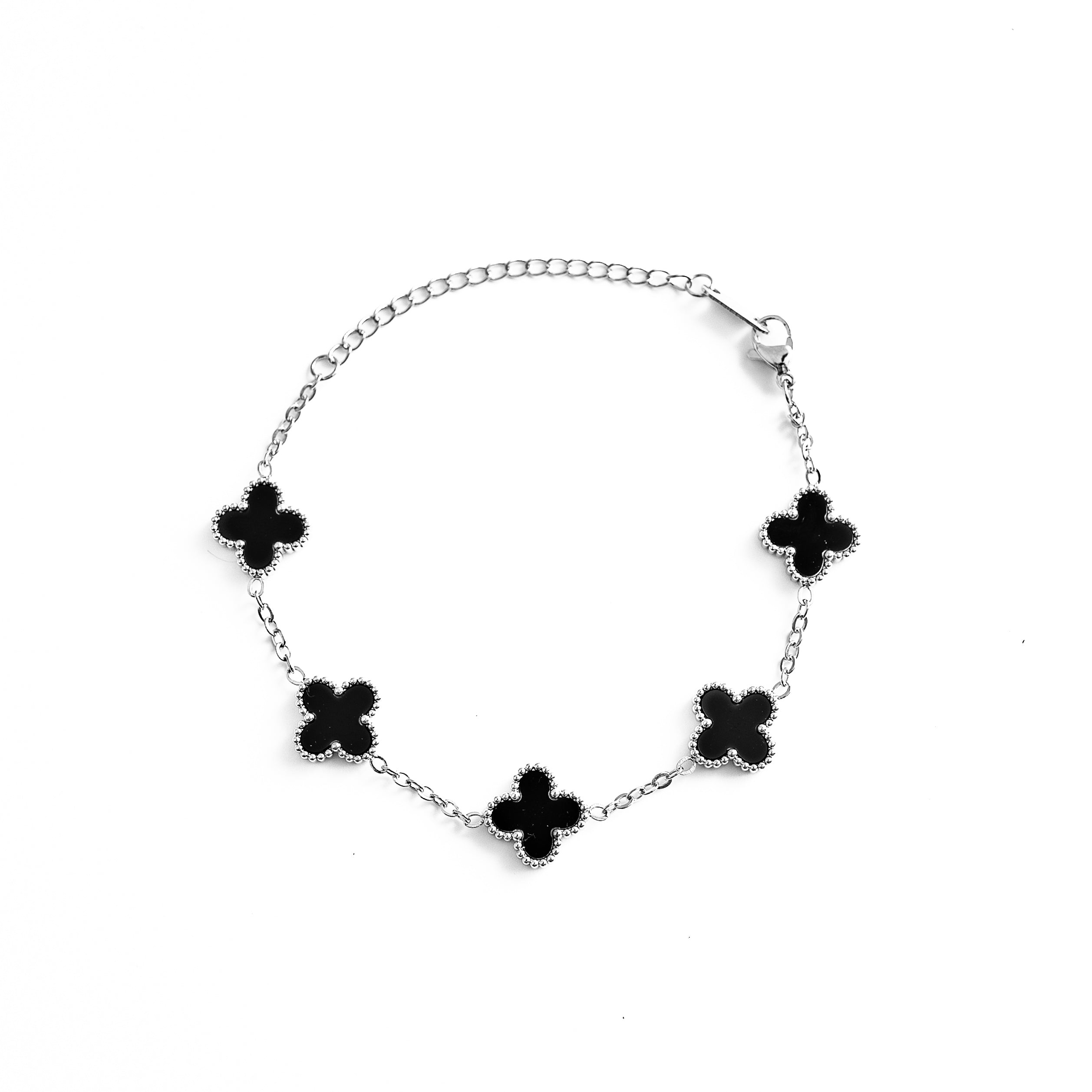 Clover Bracelet (Silver/Black)