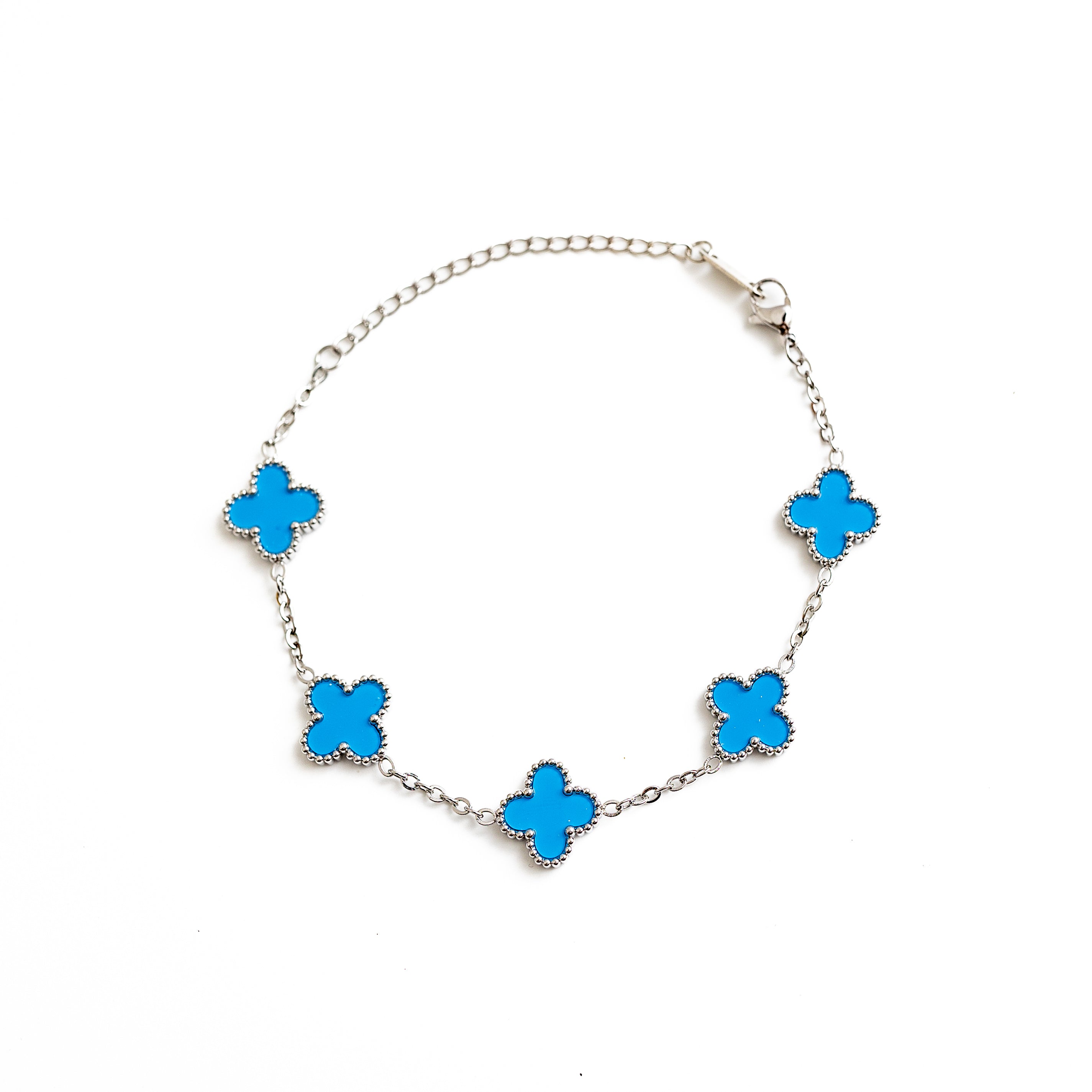 Clover Bracelet (Silver/Blue)