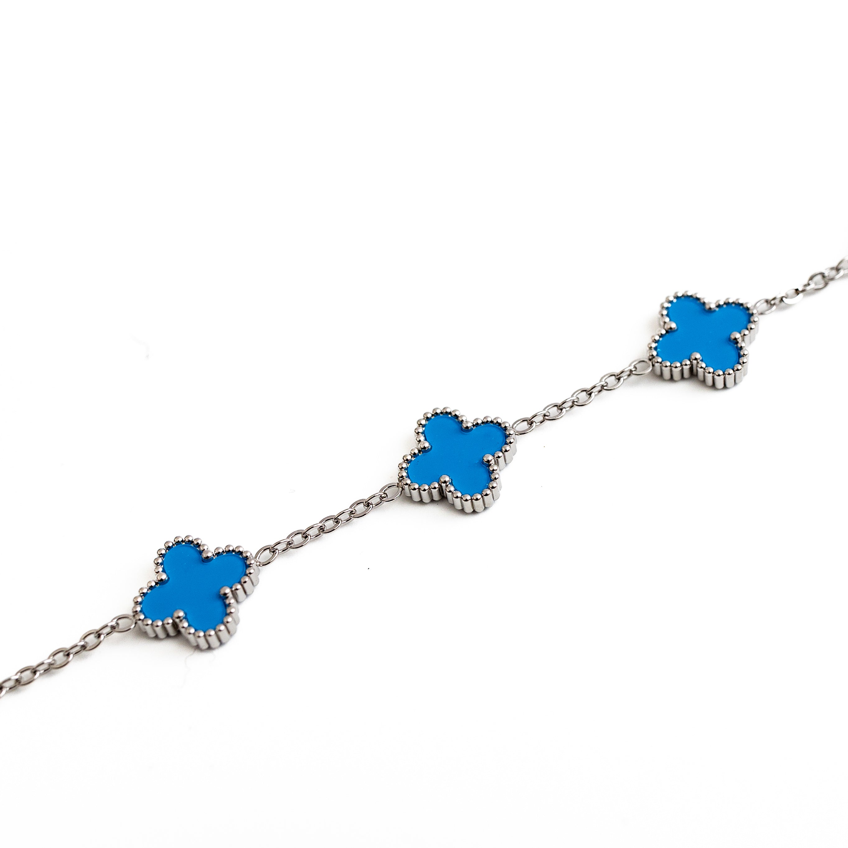 Clover Bracelet (Silver/Blue)