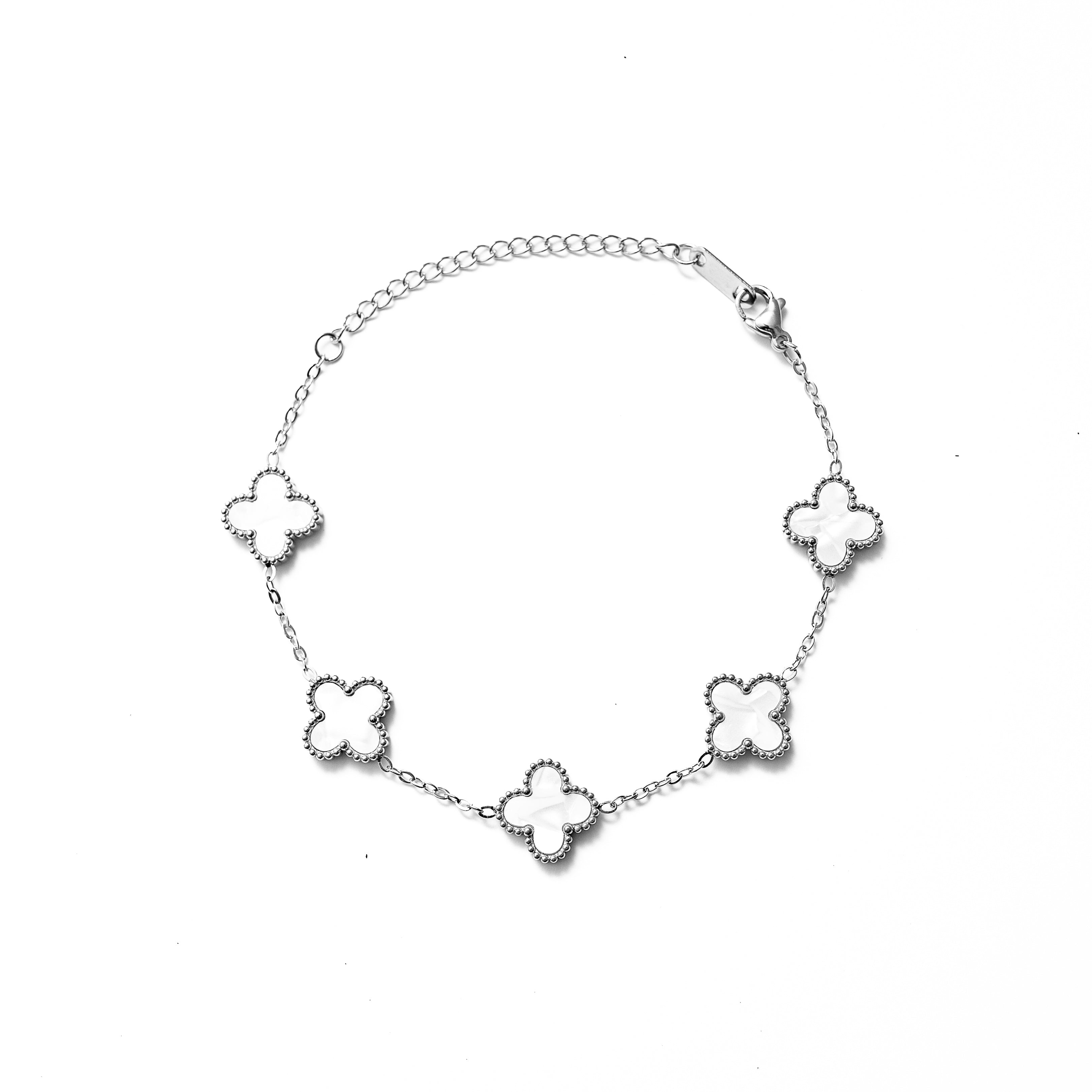 Clover Bracelet (Silver/White)