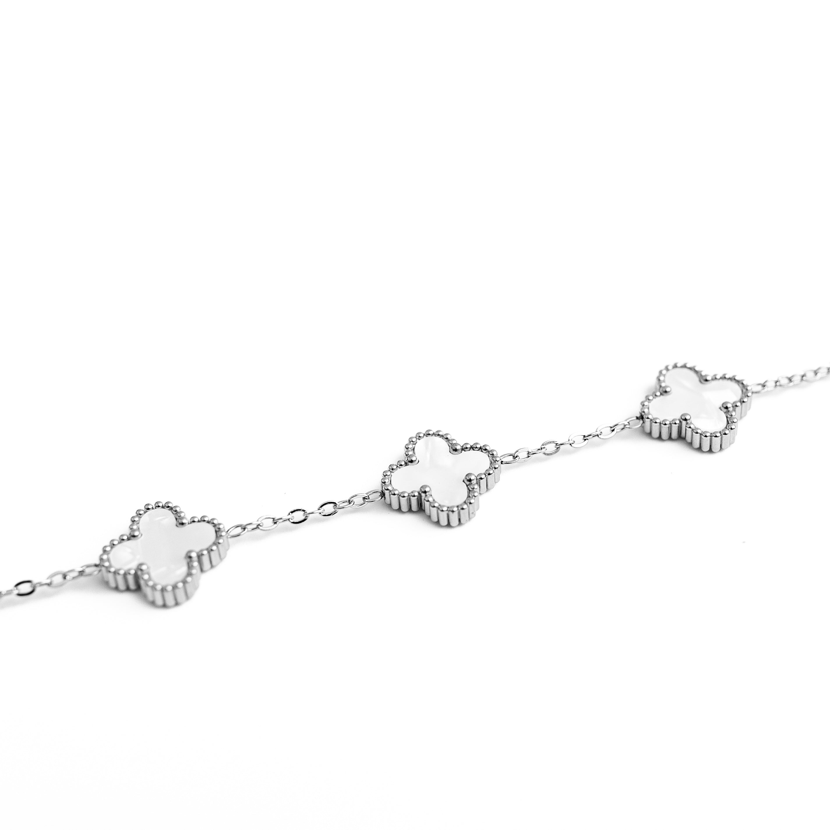 Clover Bracelet (Silver/White)