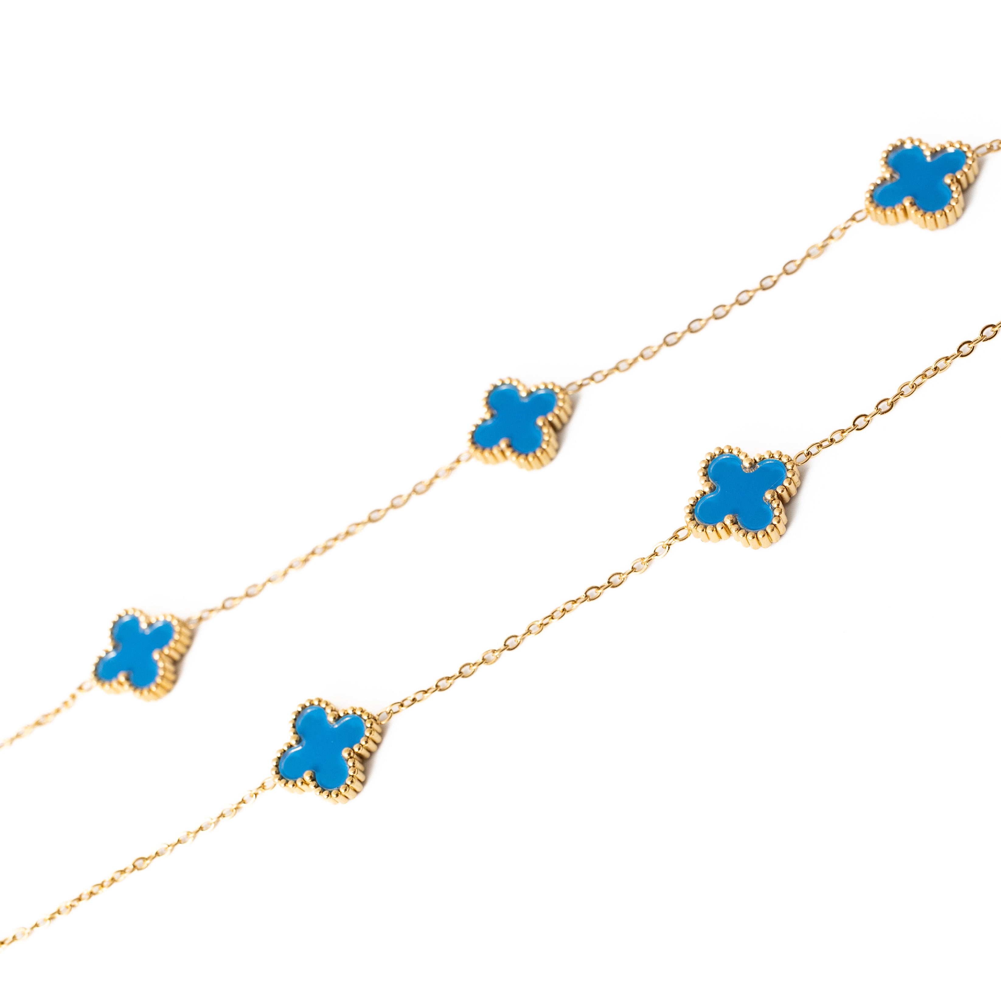 Clover Necklace (Gold/Blue)