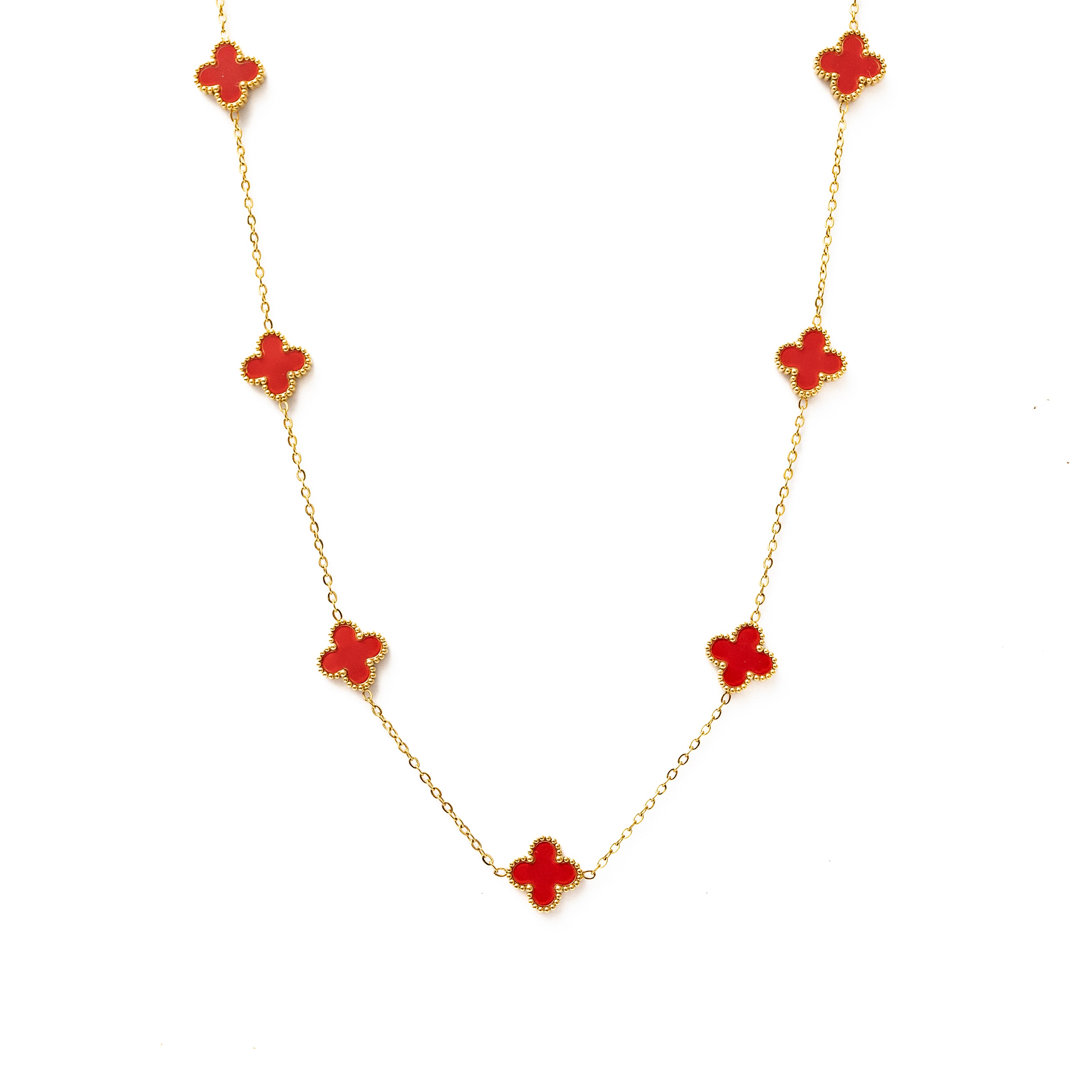 Clover Necklace (Gold/Red)