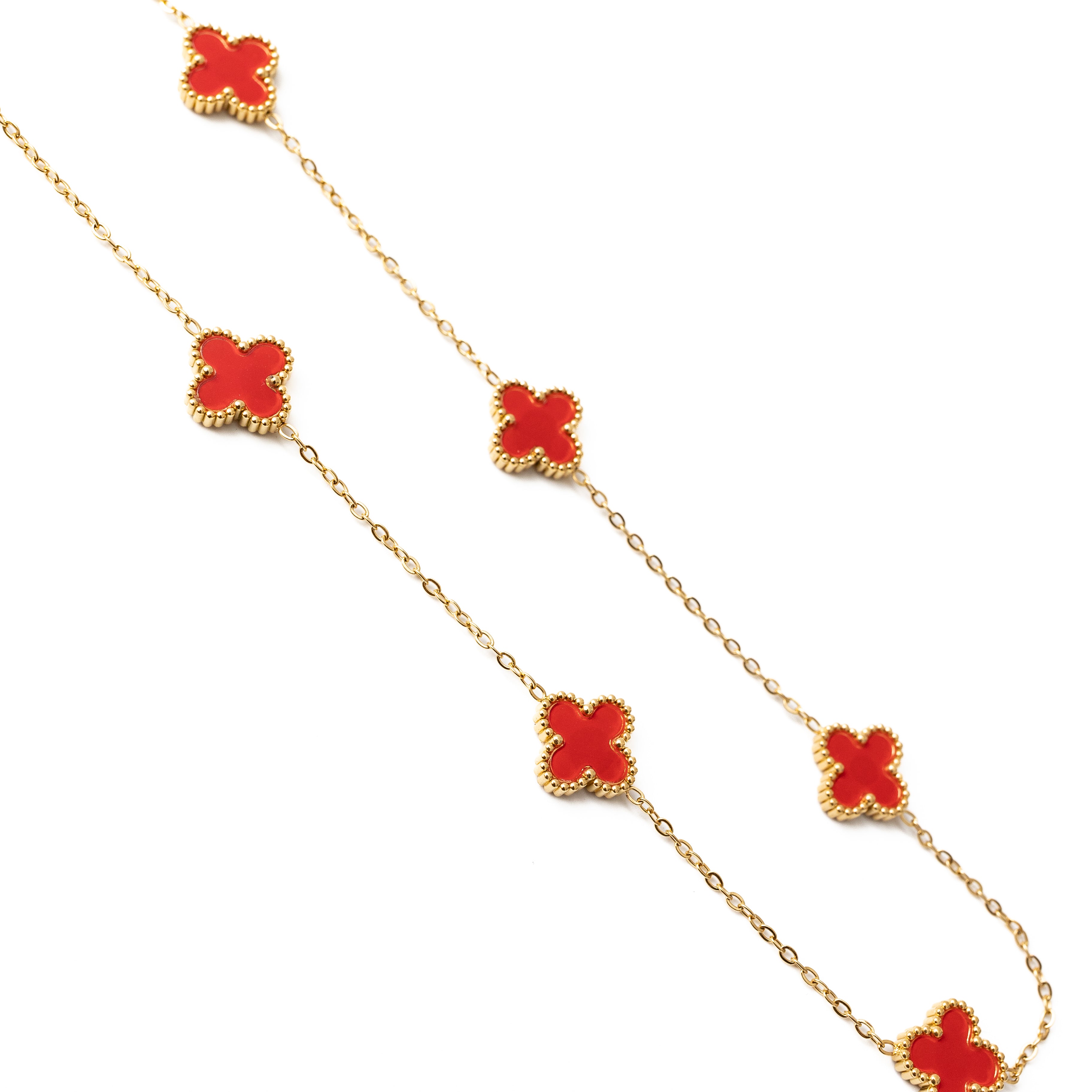 Clover Necklace (Gold/Red)