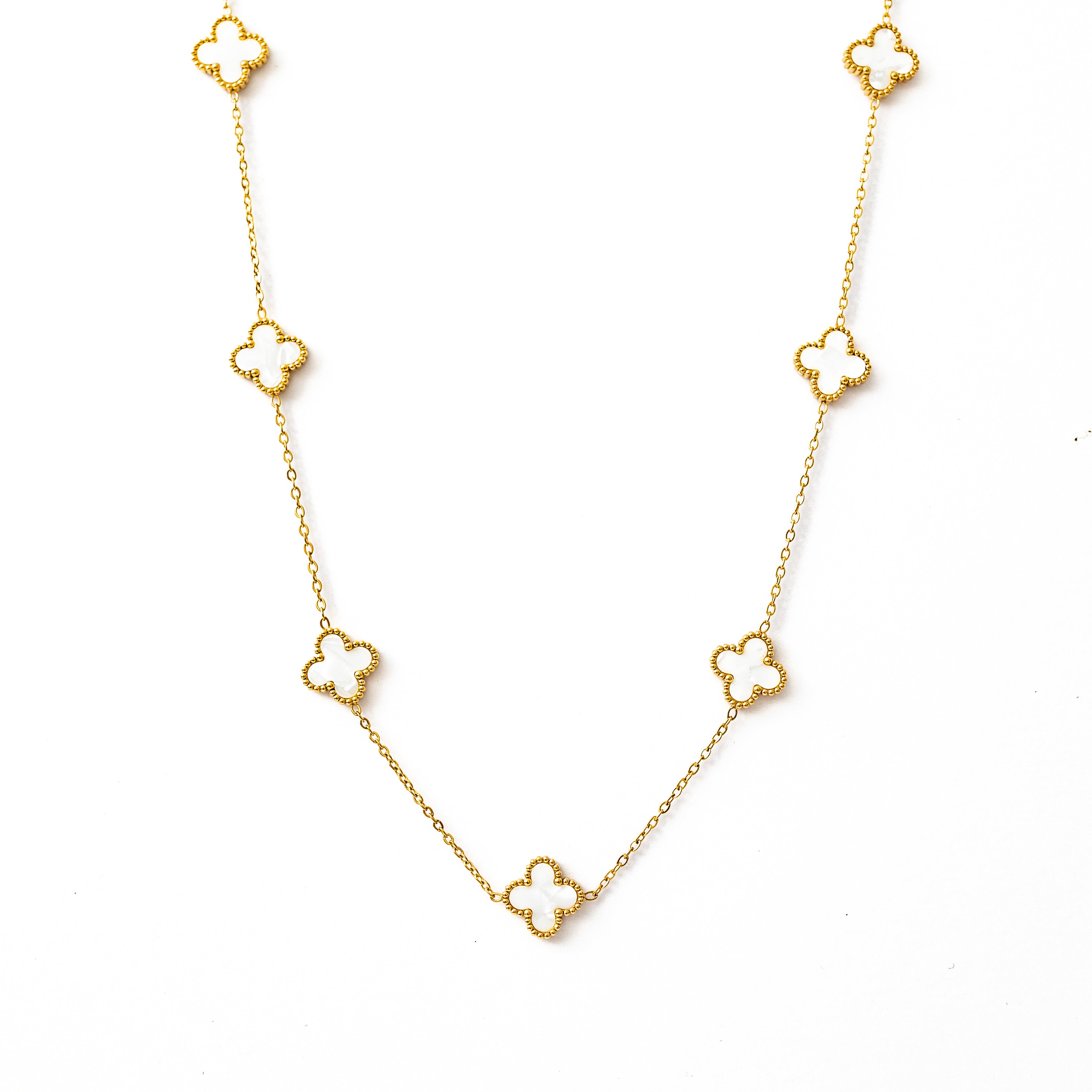 Clover Necklace (Gold/White)