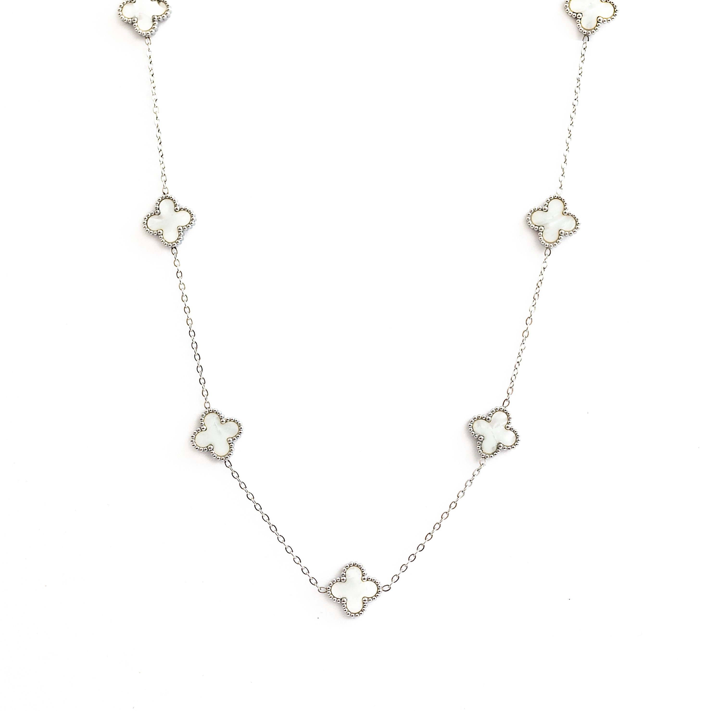 Clover Necklace (Silver/White)