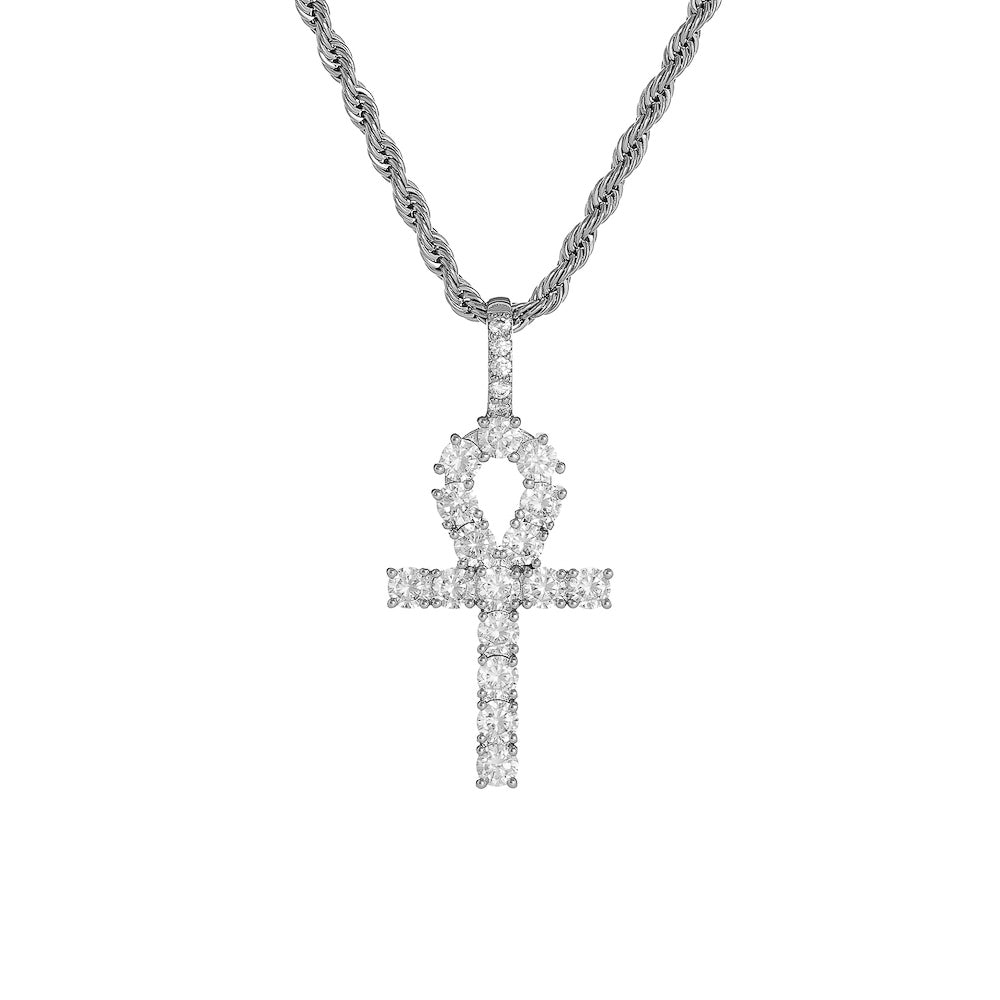 Iced Ankh Pendant (Silver)