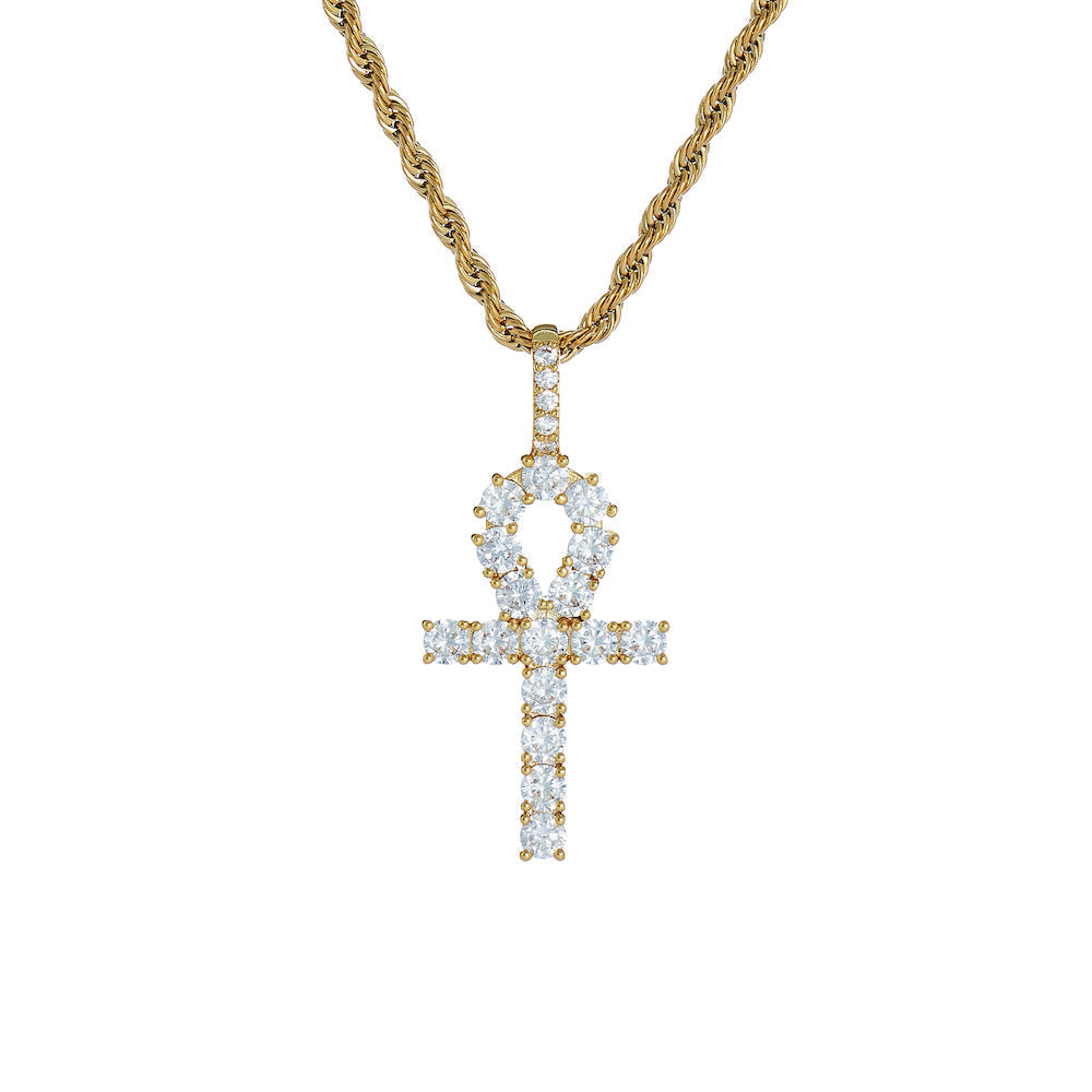 Iced Ankh Pendant (Gold)