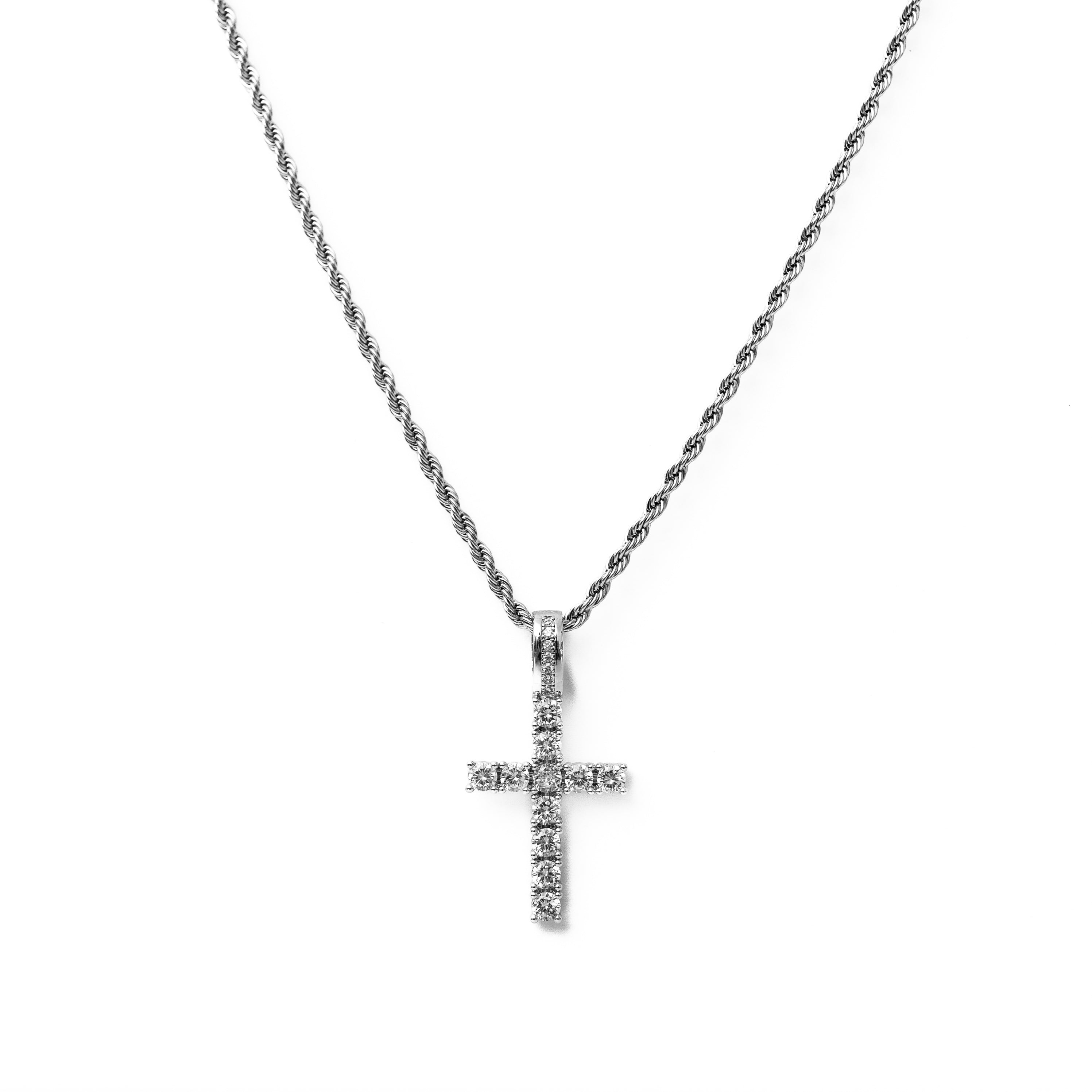 Diamond Cross Pendant (Silver)