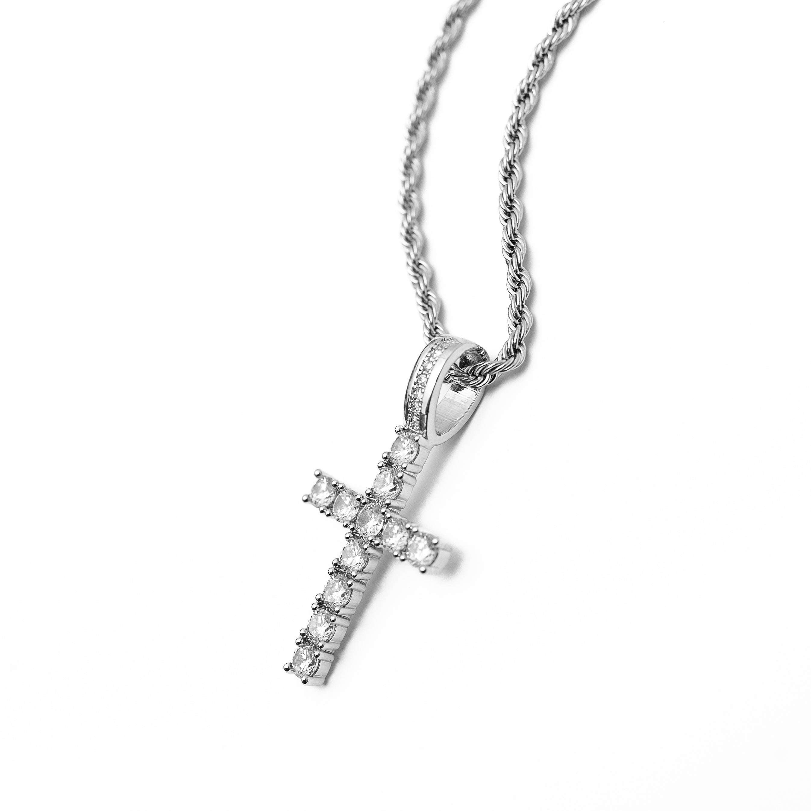 Diamond Cross Pendant (Silver)