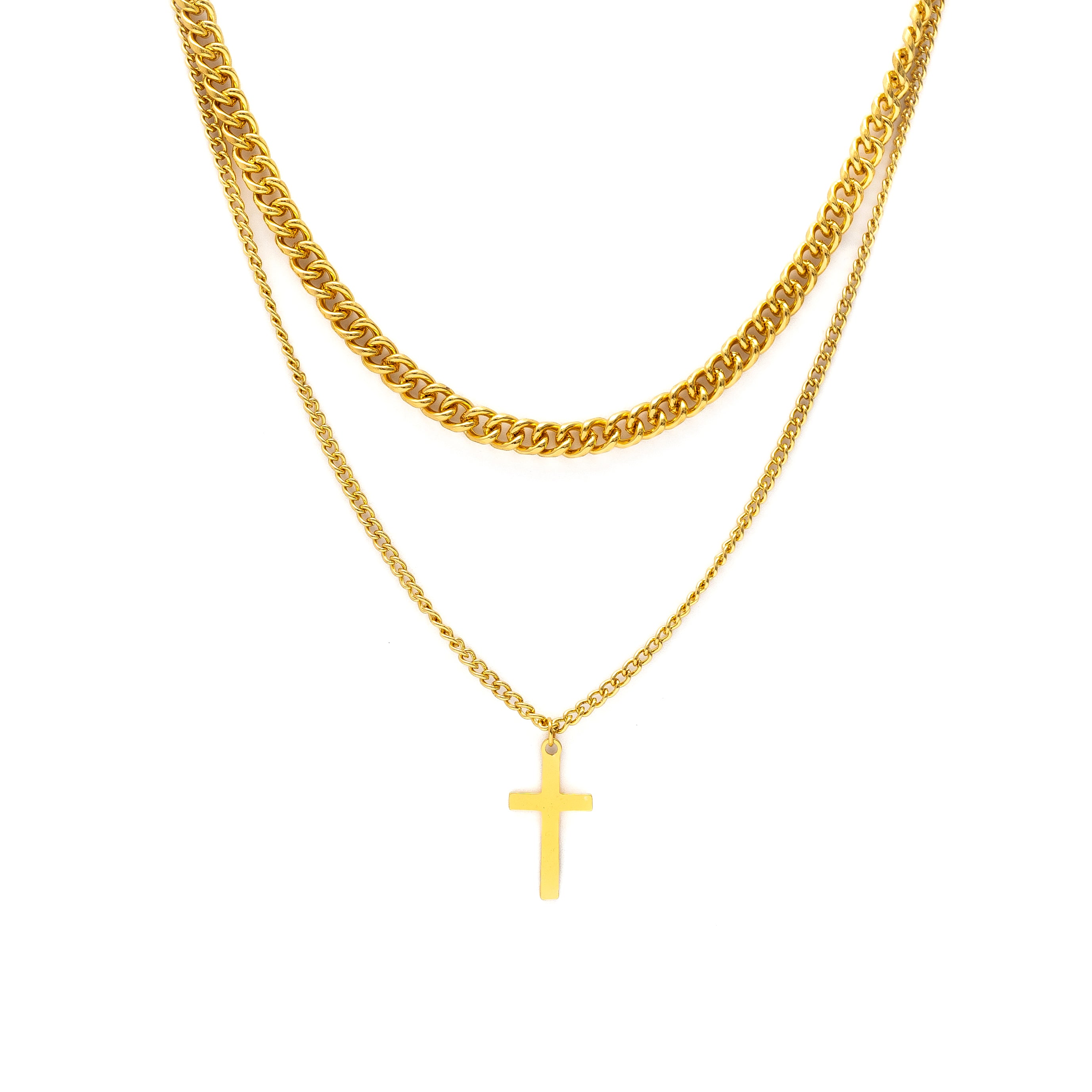 Double Layer Cross Pendant (Gold)