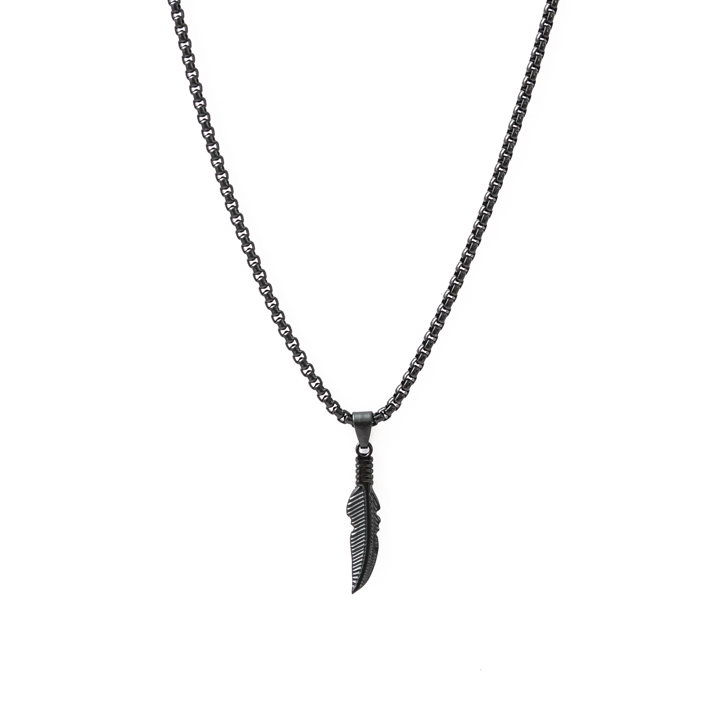 Mini Feather Pendant (Black)