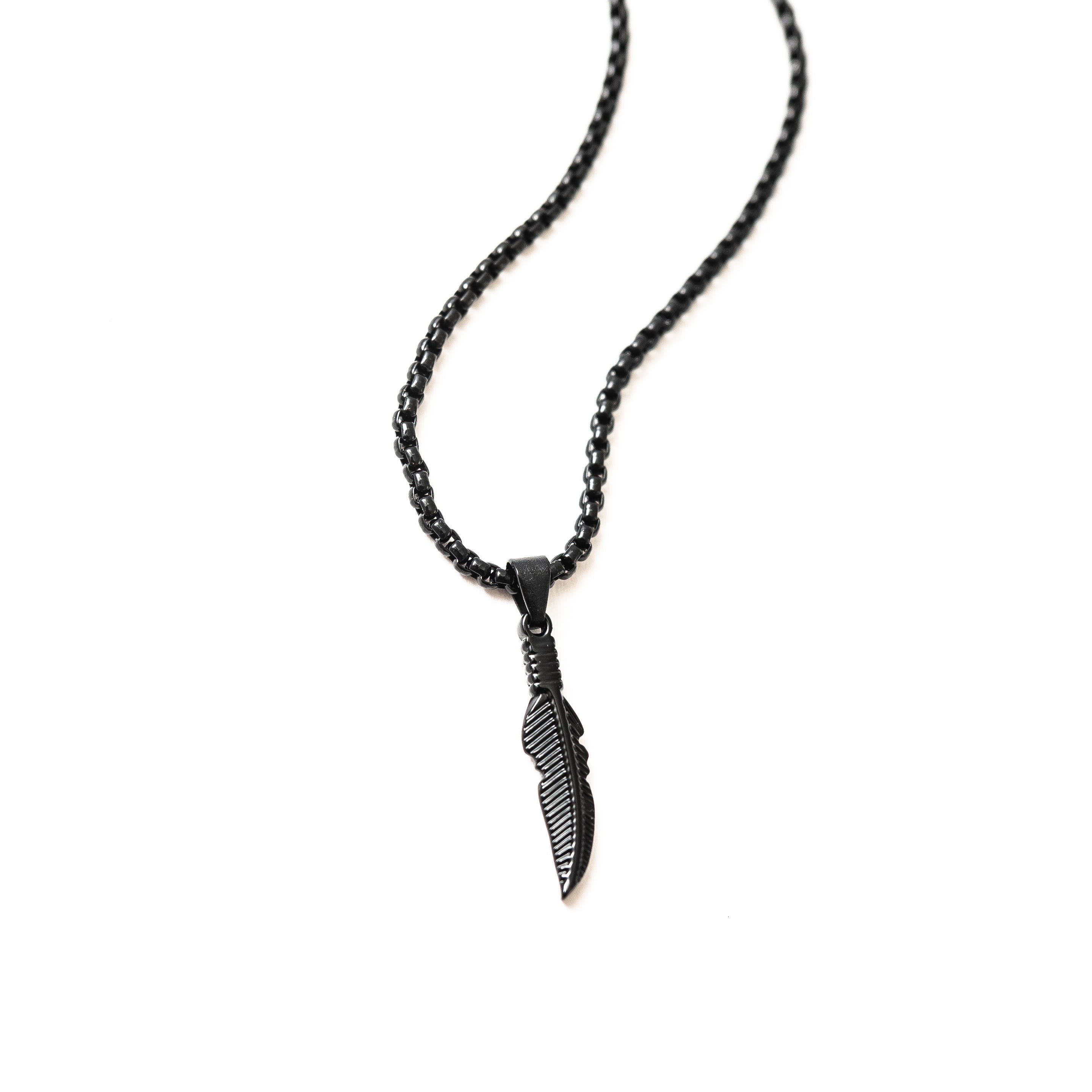 Mini Feather Pendant (Black)