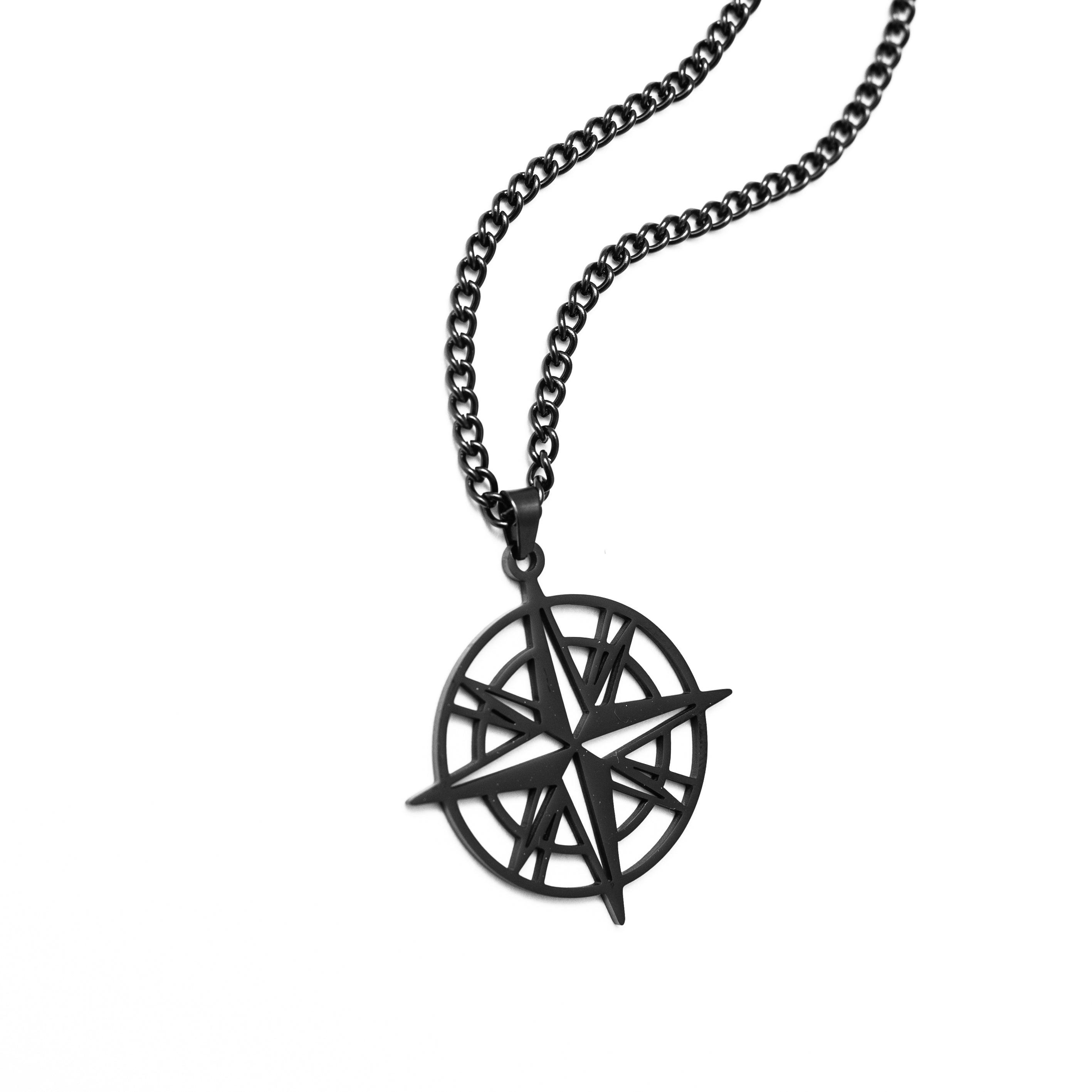 North Star Compass Pendant (Black)