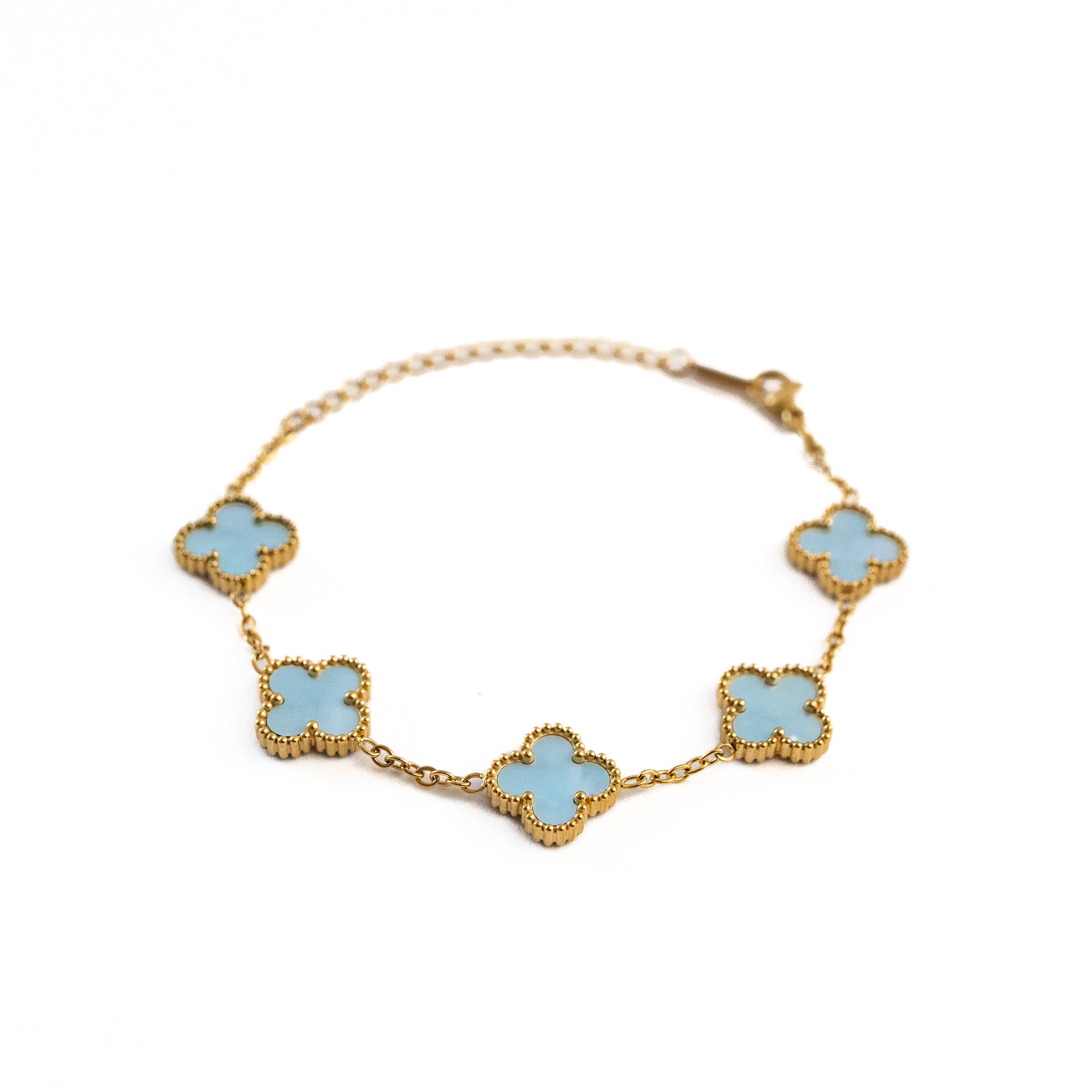 Gold Shine Clover Bracelet (Blue)