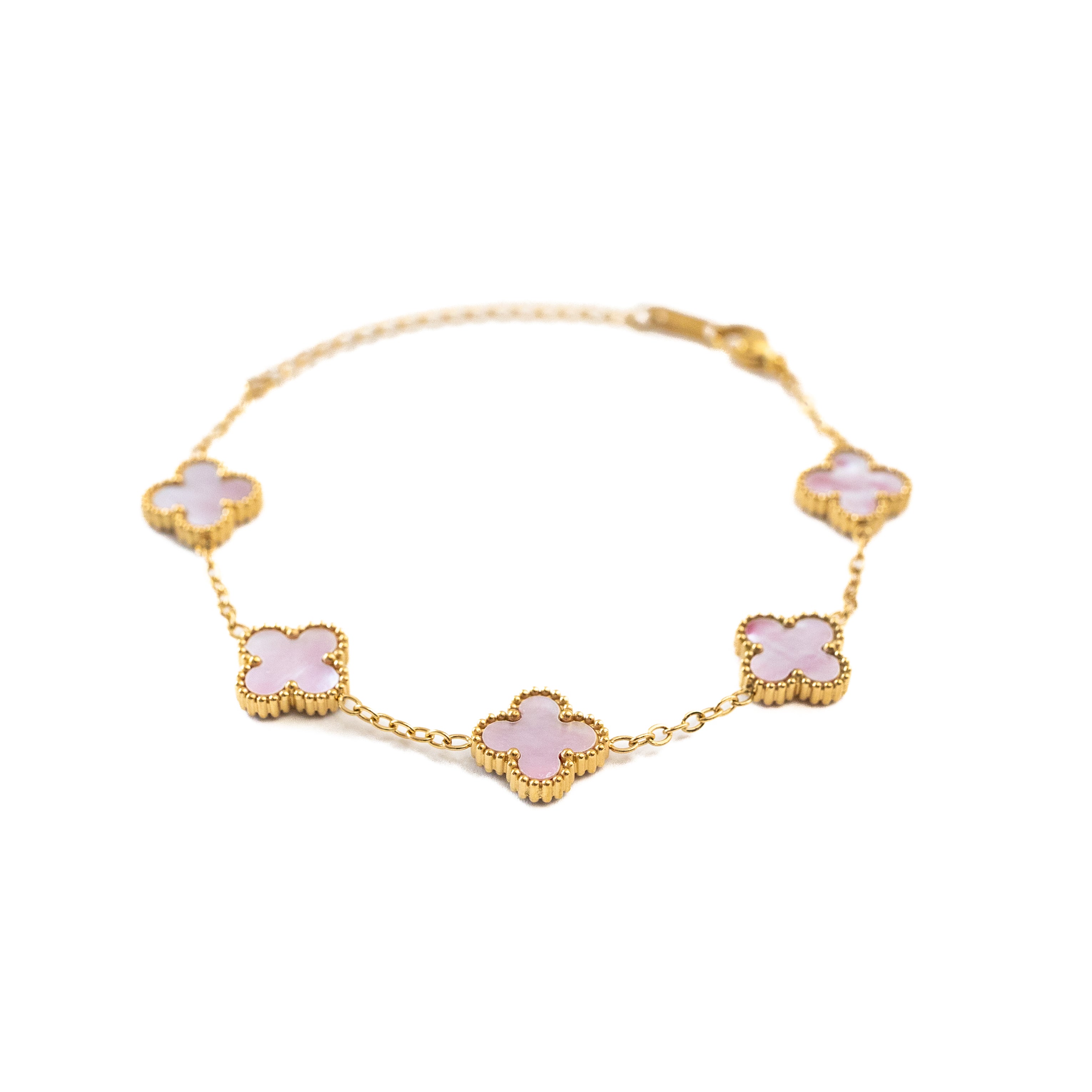 Gold Shine Clover Bracelet (Pink)