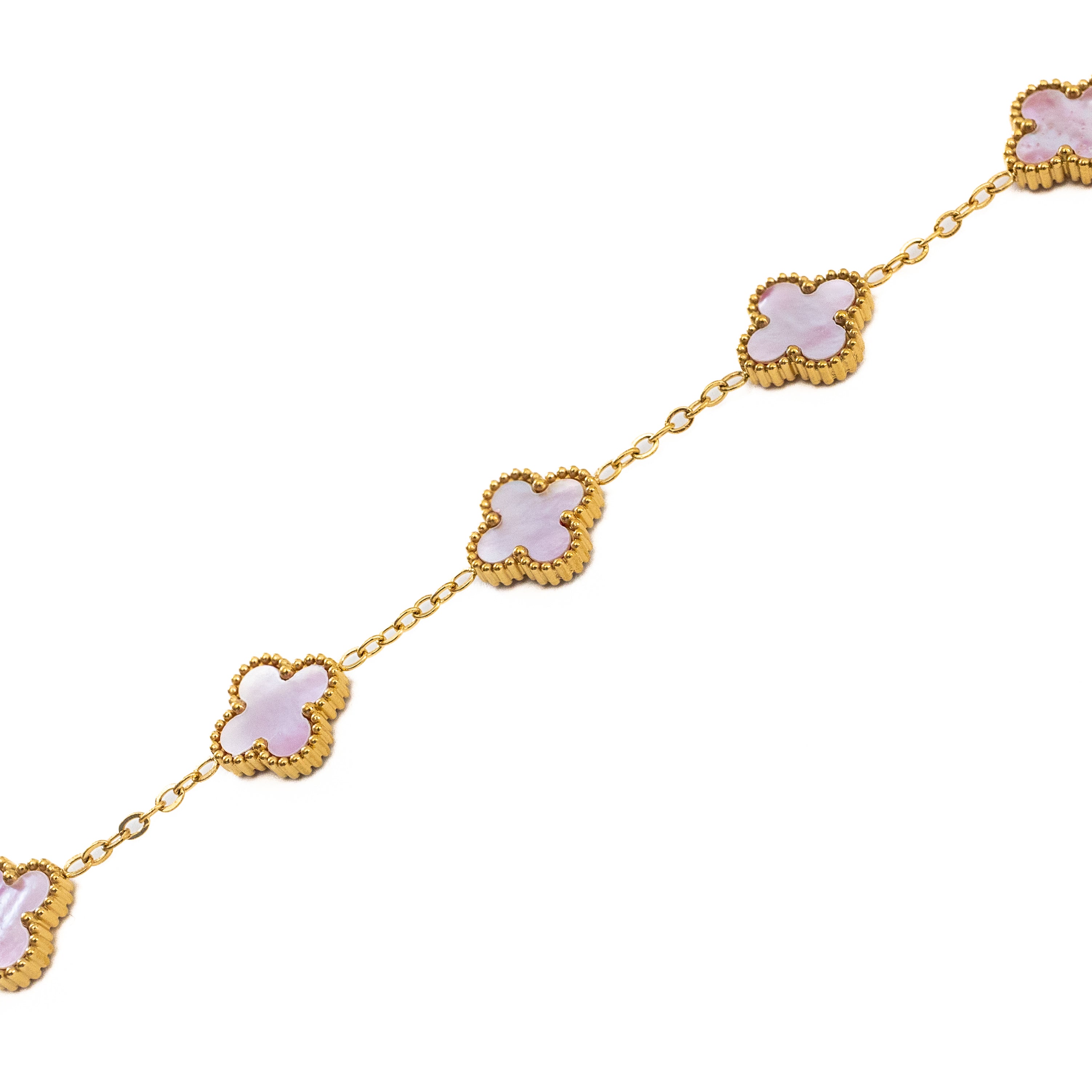 Gold Shine Clover Bracelet (Pink)