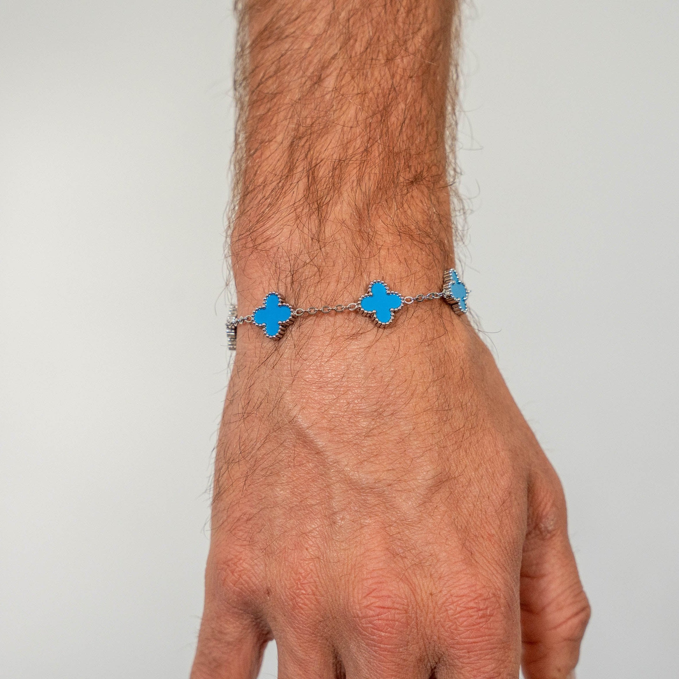 Clover Bracelet (Silver/Blue)