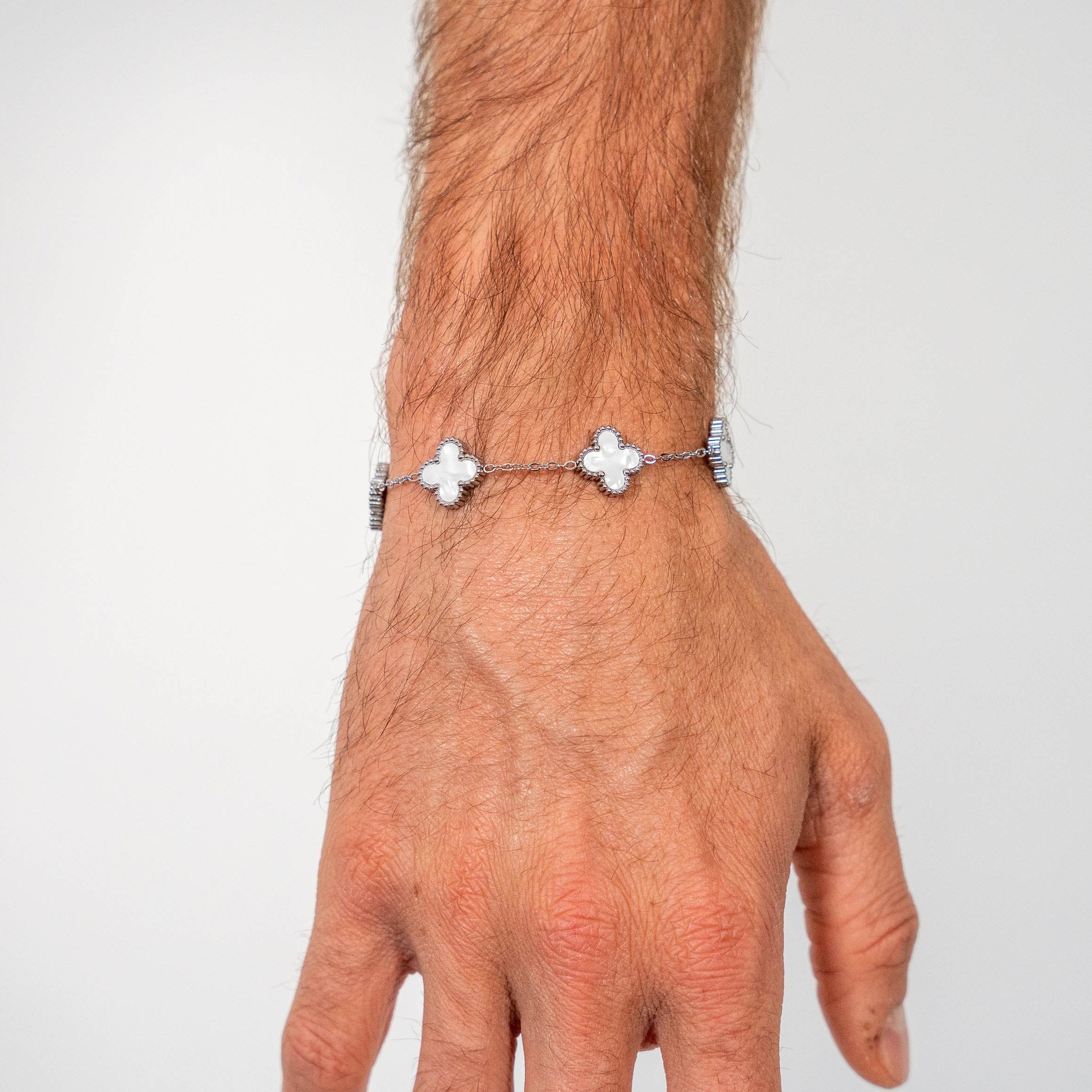 Clover Bracelet (Silver/White)