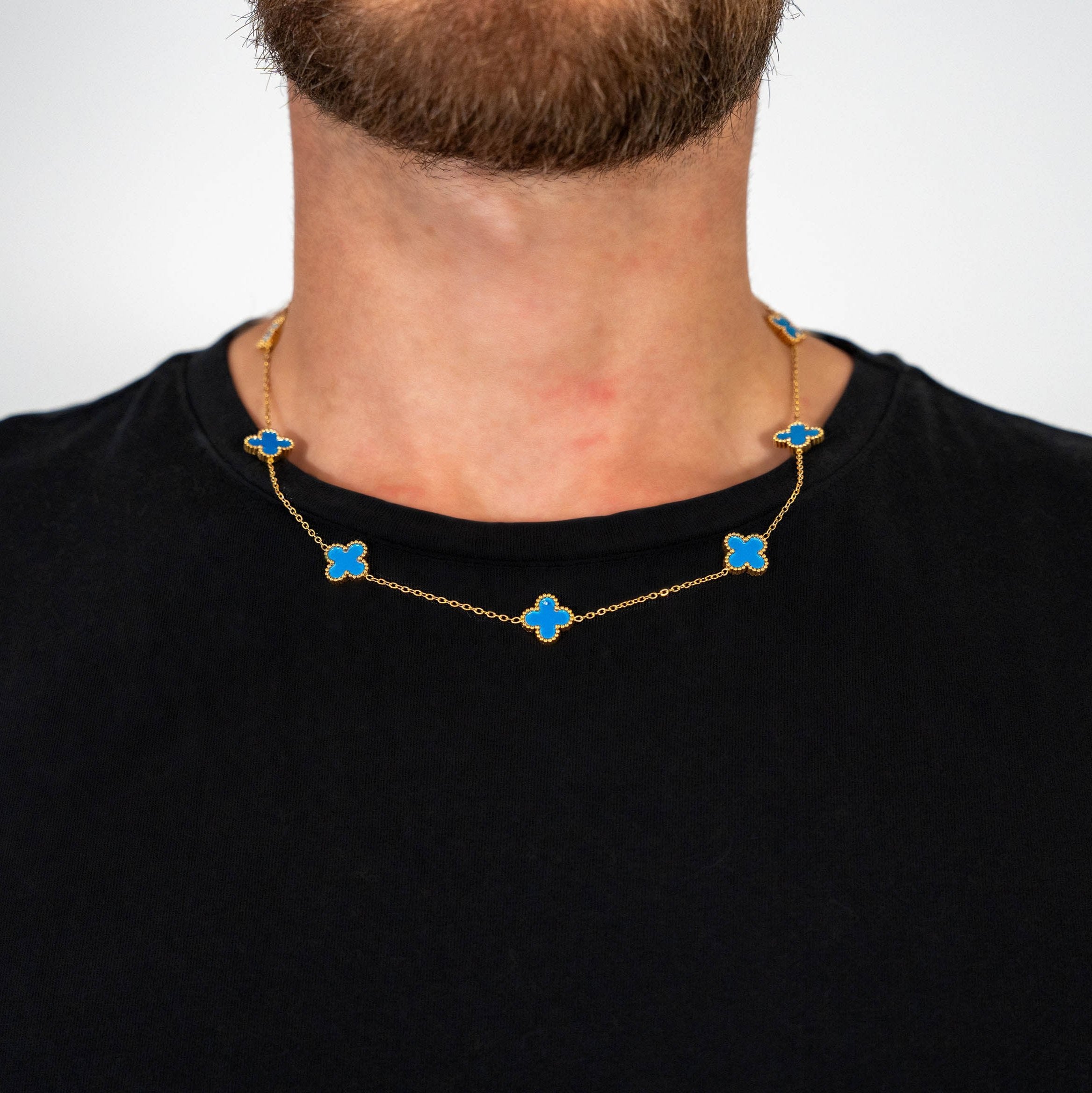 Clover Necklace (Gold/Blue)