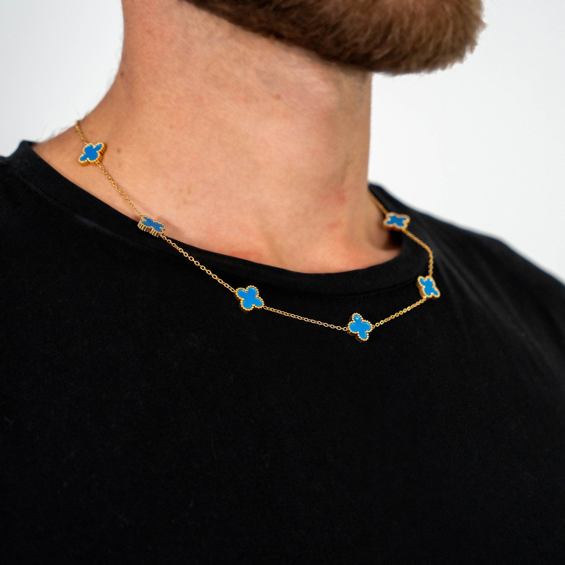 Clover Necklace (Gold/Blue)