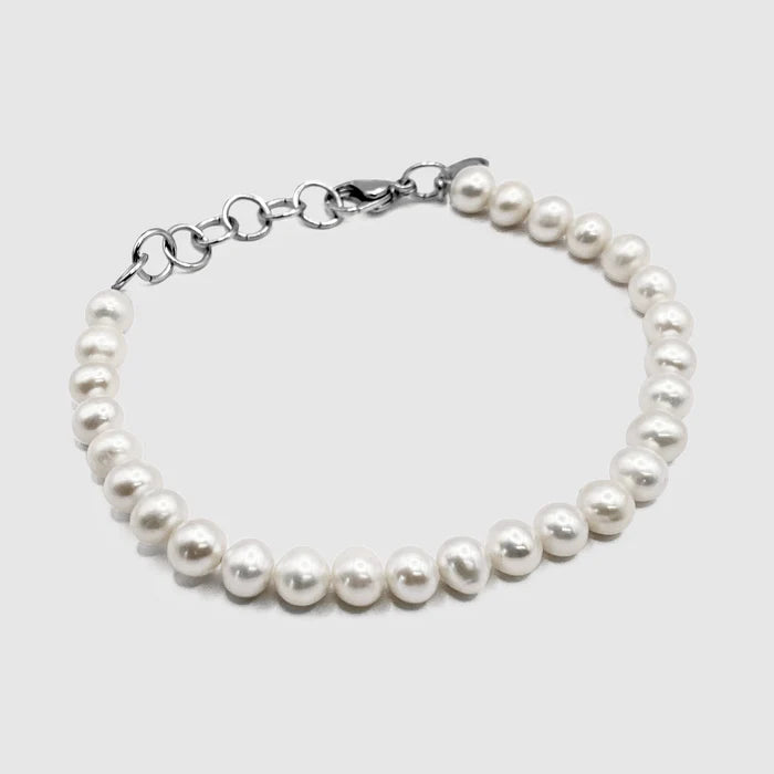 6mm Freshwater Pearl Bracelet (Silver)