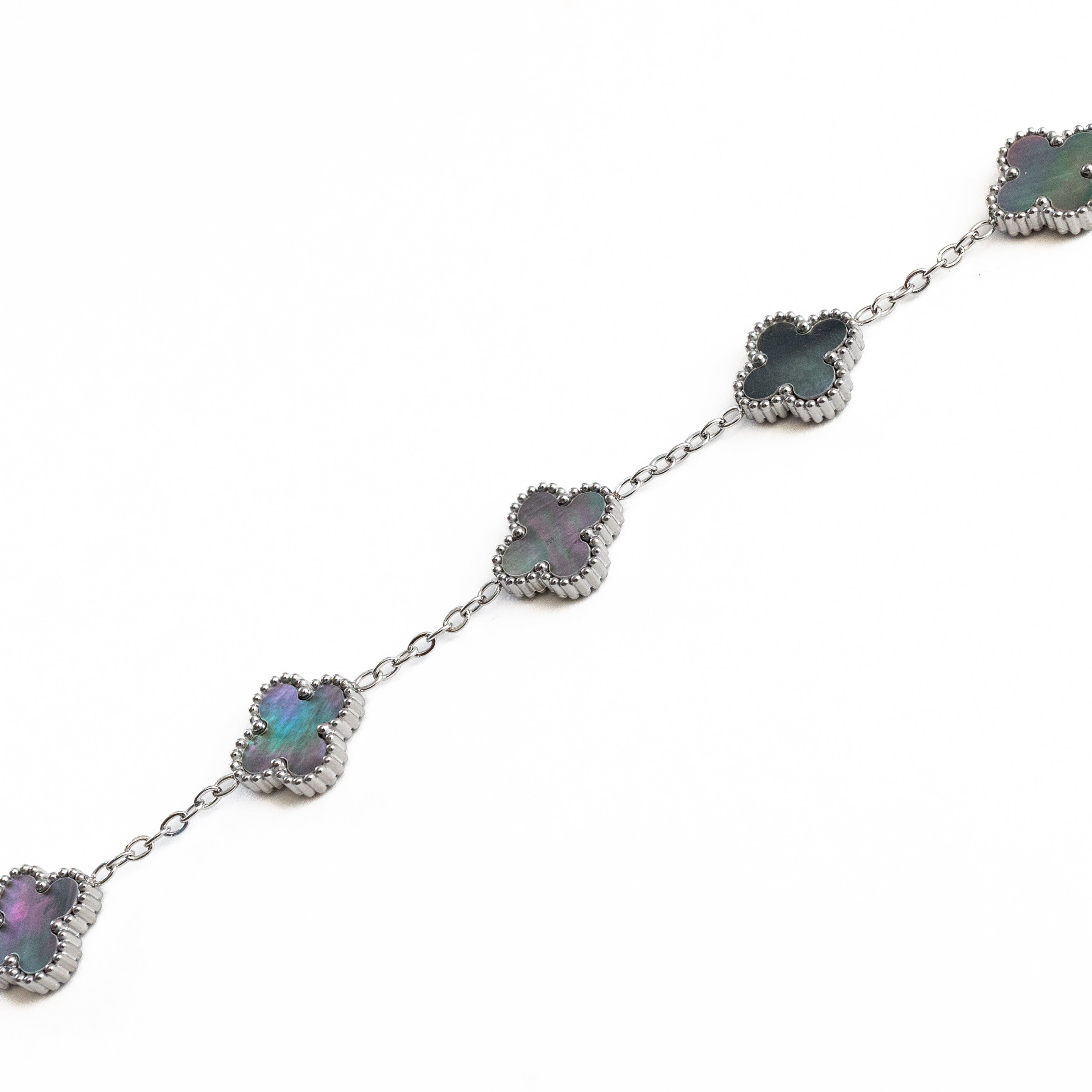 Silver Shine Clover Bracelet (Black)