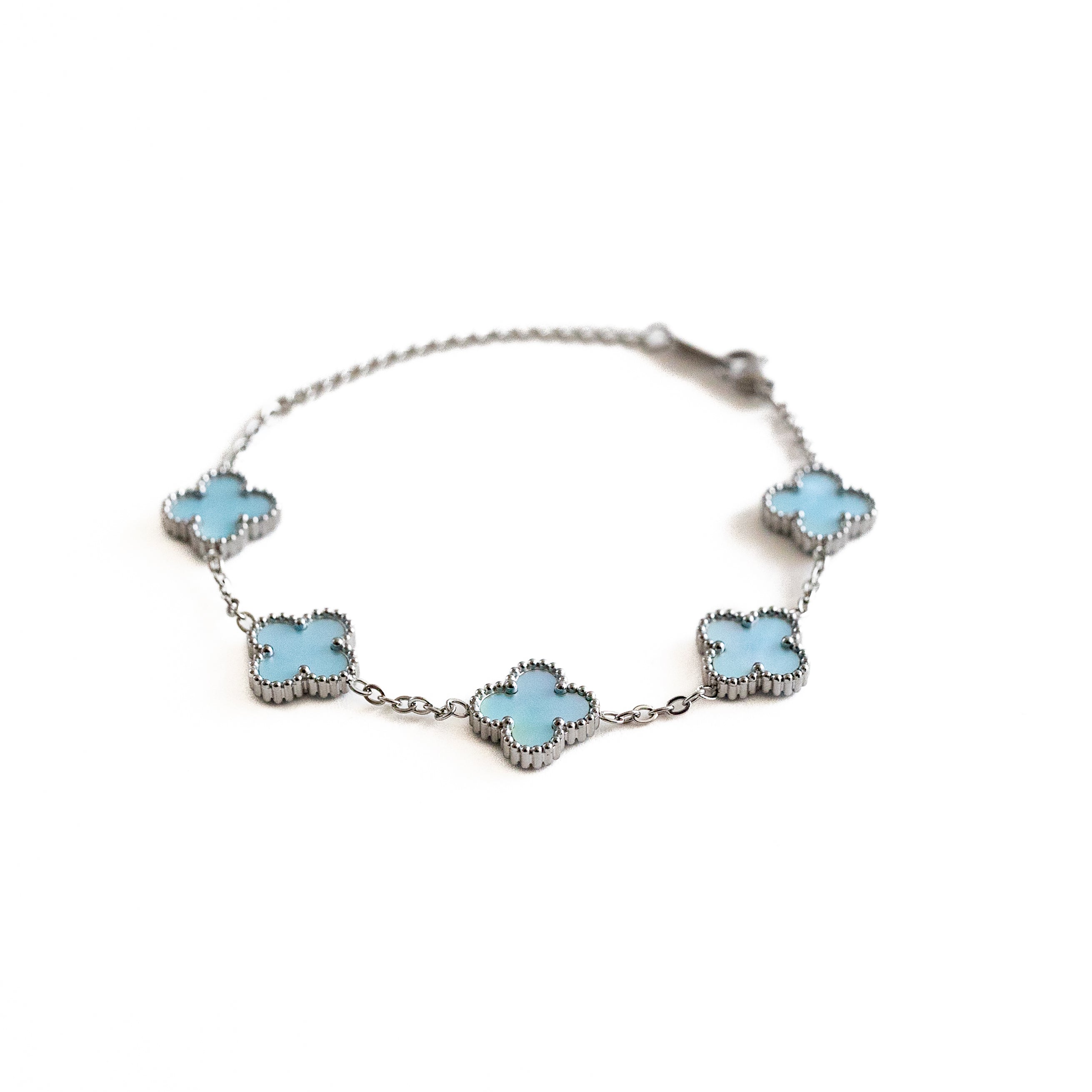 Silver Shine Clover Bracelet (Blue)