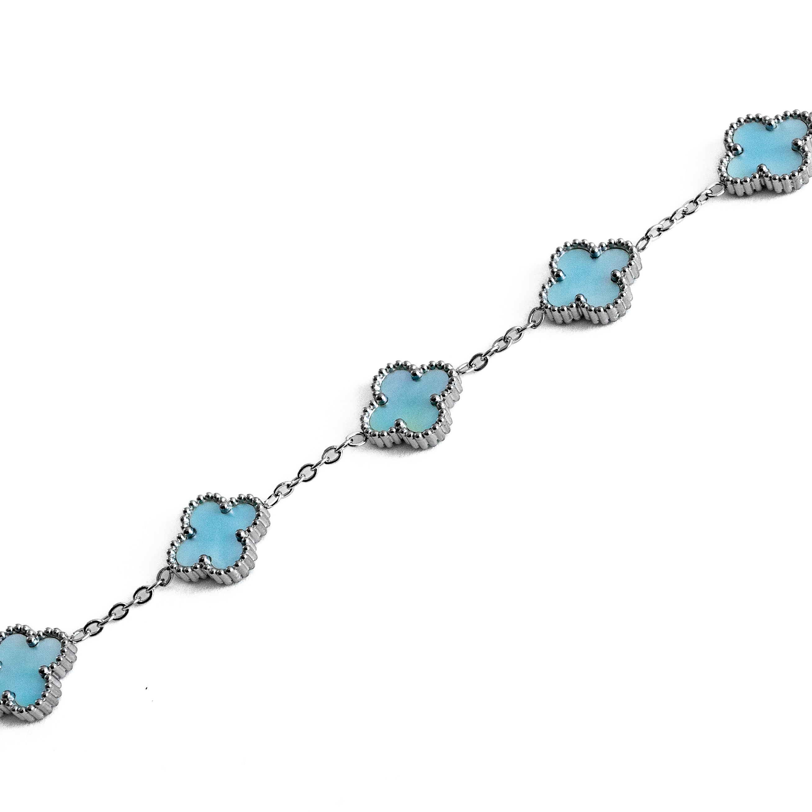 Silver Shine Clover Bracelet (Blue)