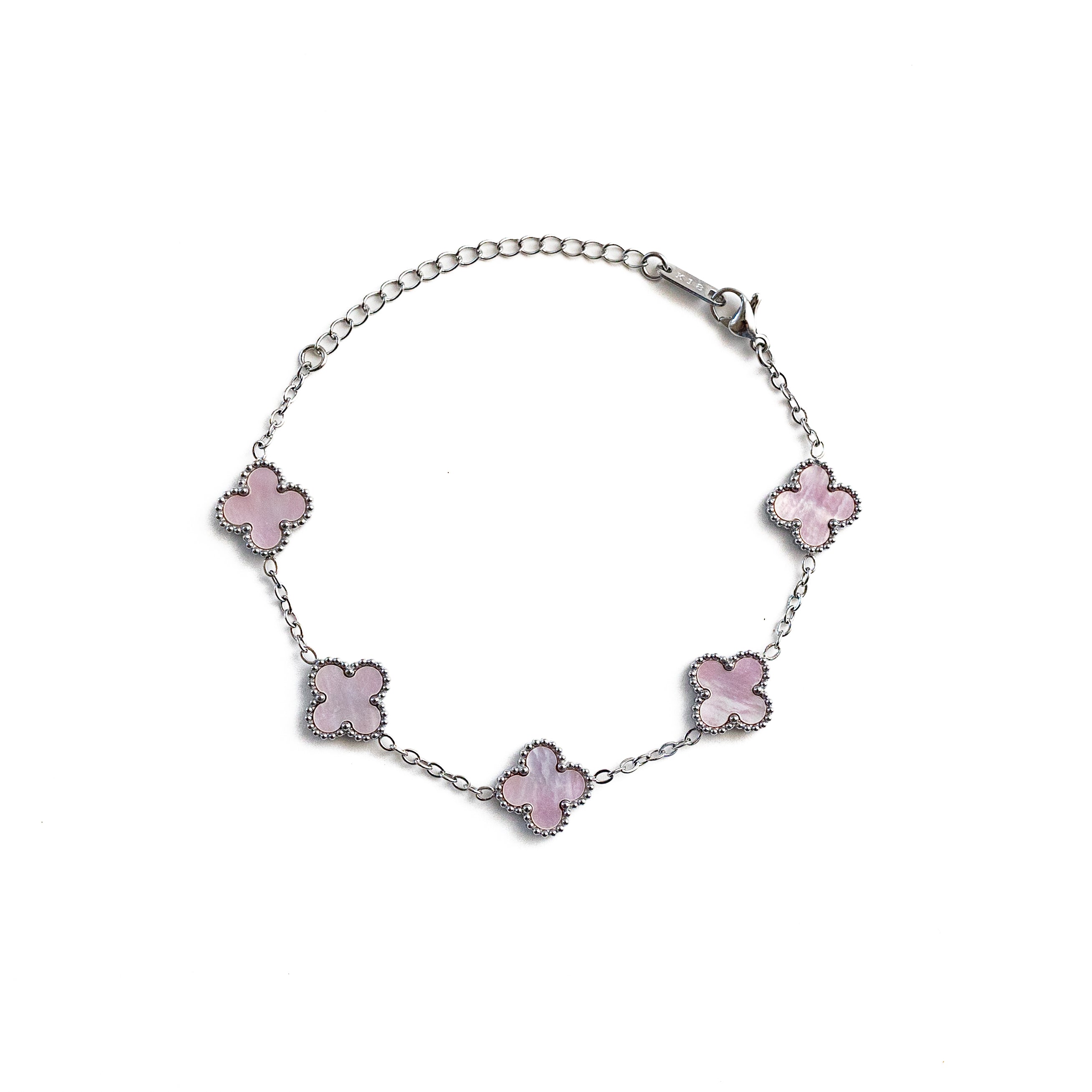 Silver Shine Clover Bracelet (Pink)