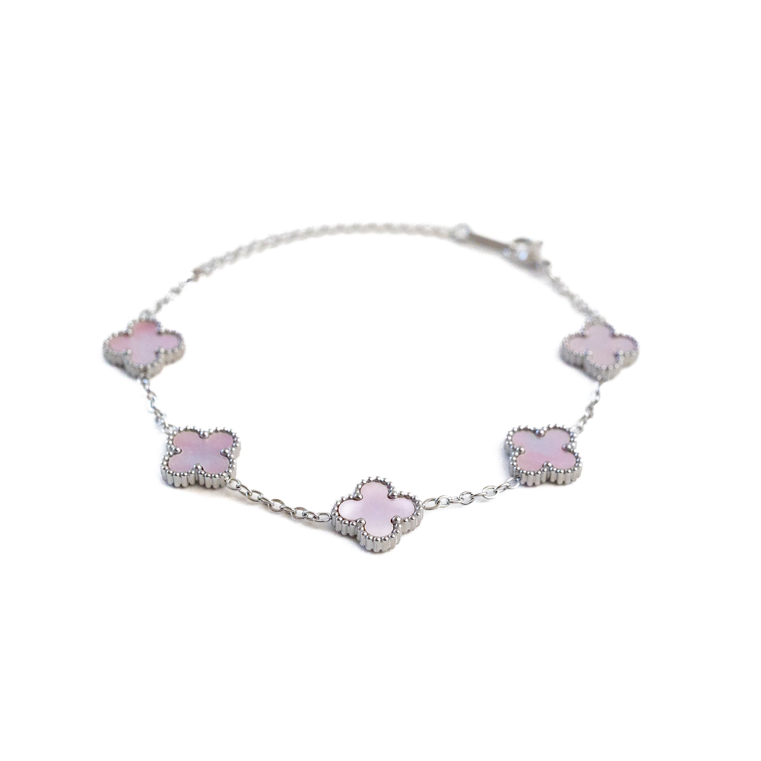 Silver Shine Clover Bracelet (Pink)