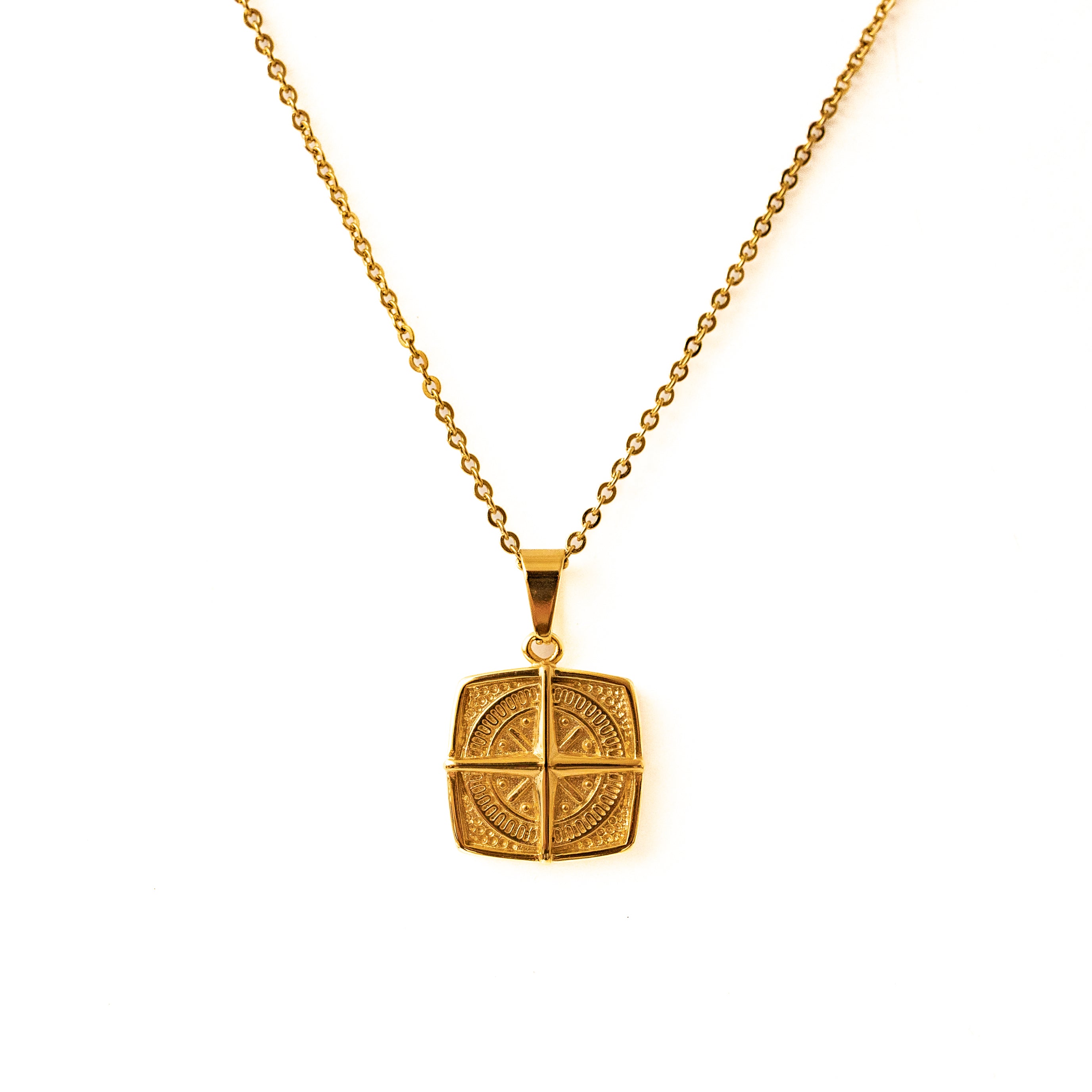 Squared Compass Pendant (Gold)