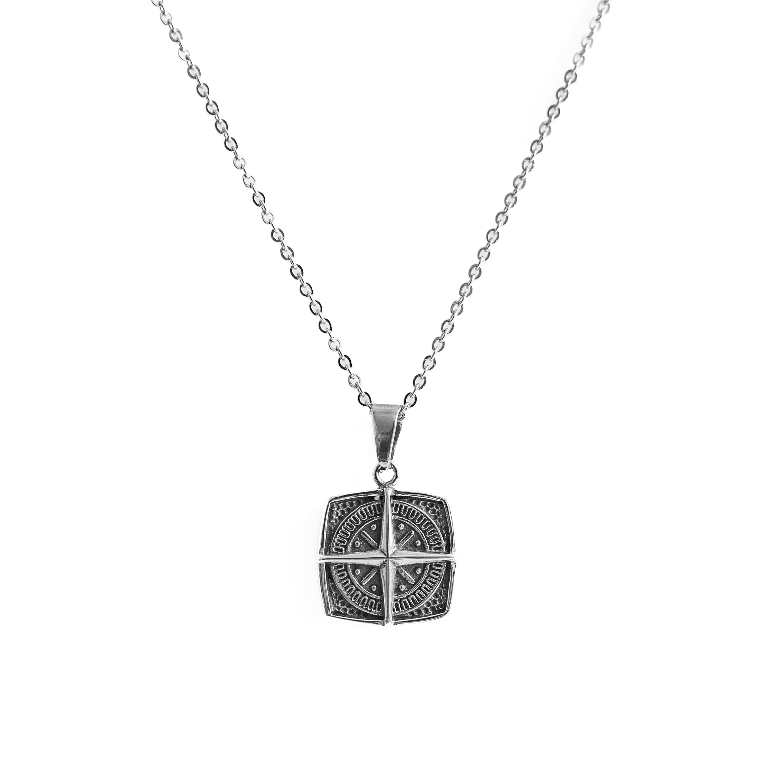 Squared Compass Pendant (Silver)