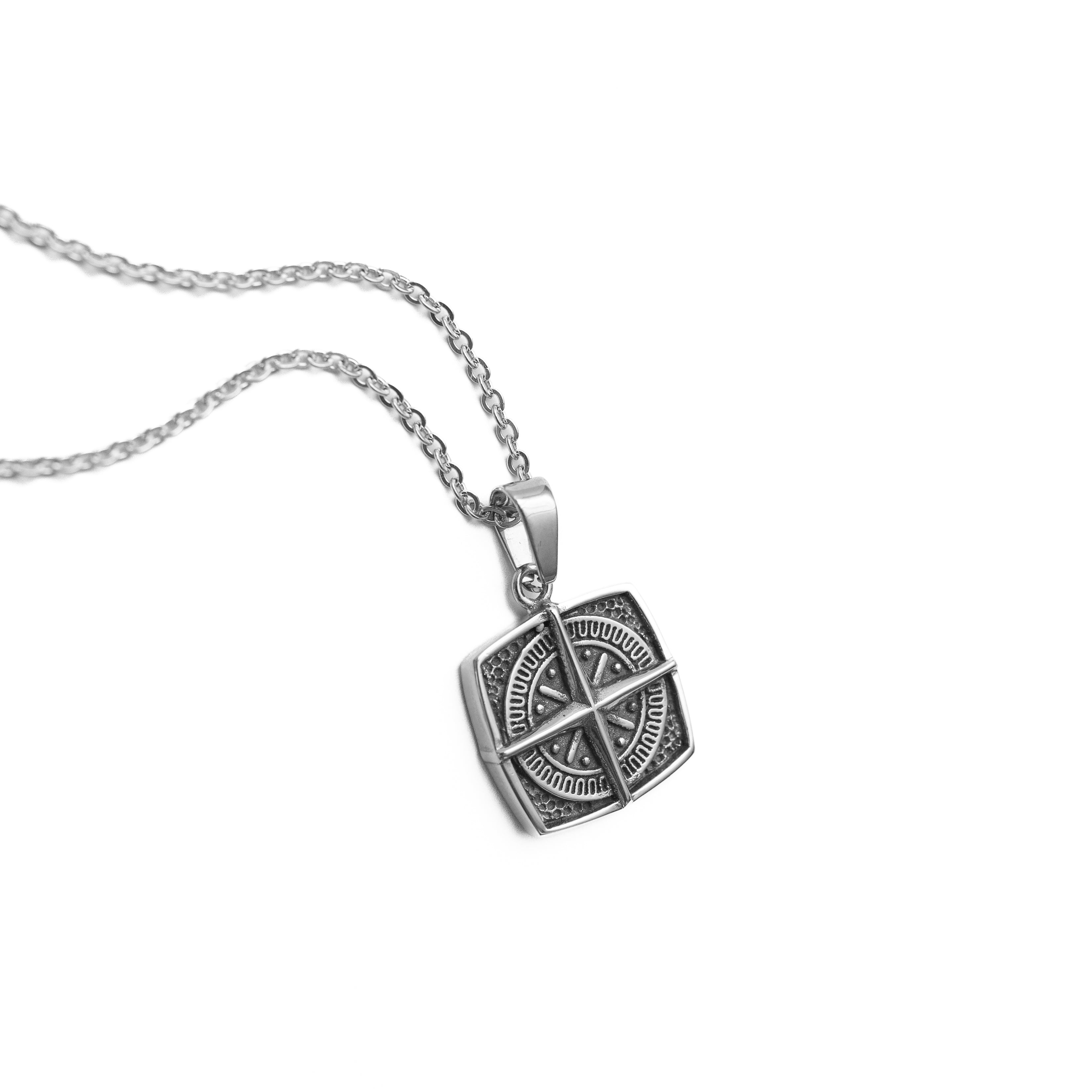 Squared Compass Pendant (Silver)