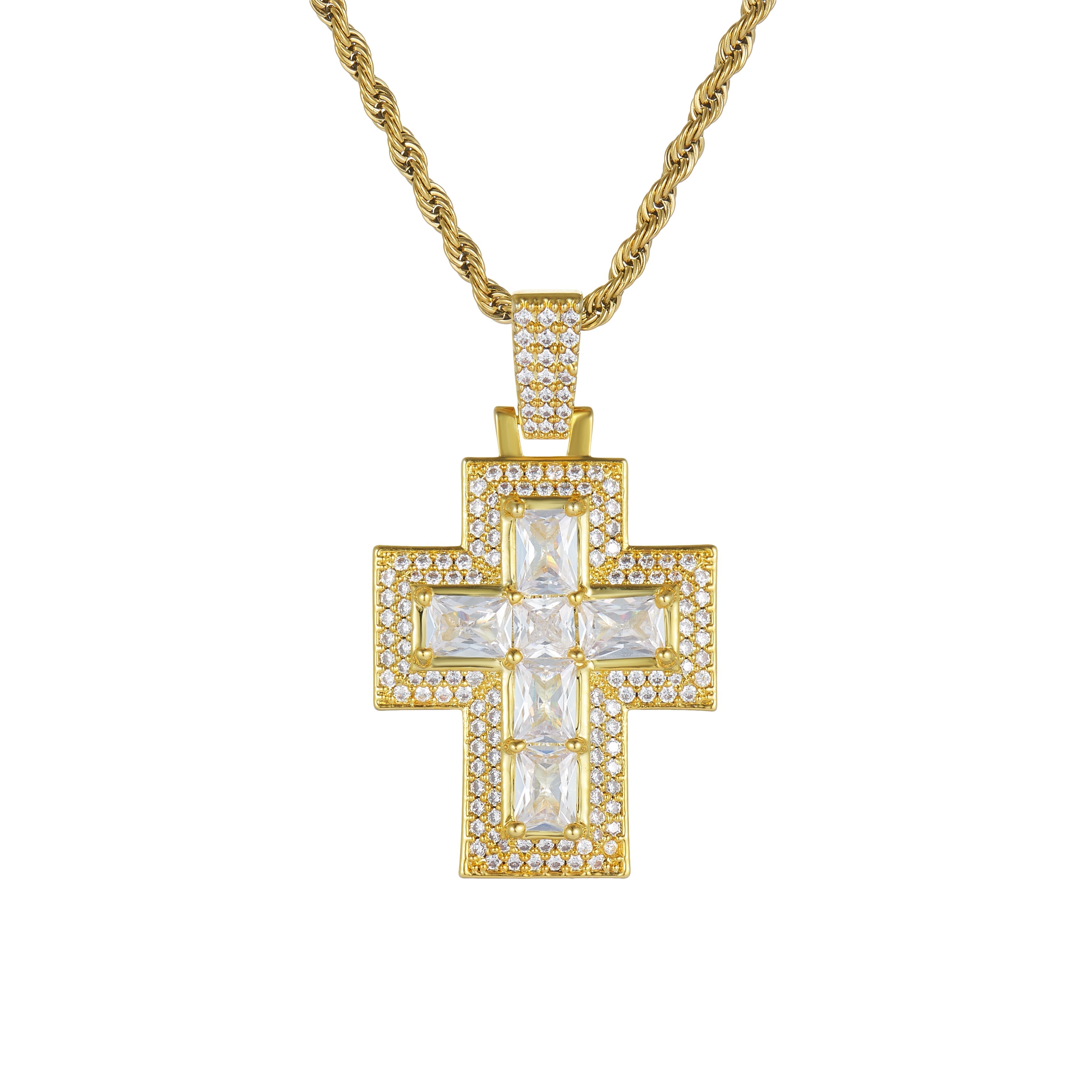 Iced Romeo Cross Pendant (Gold)